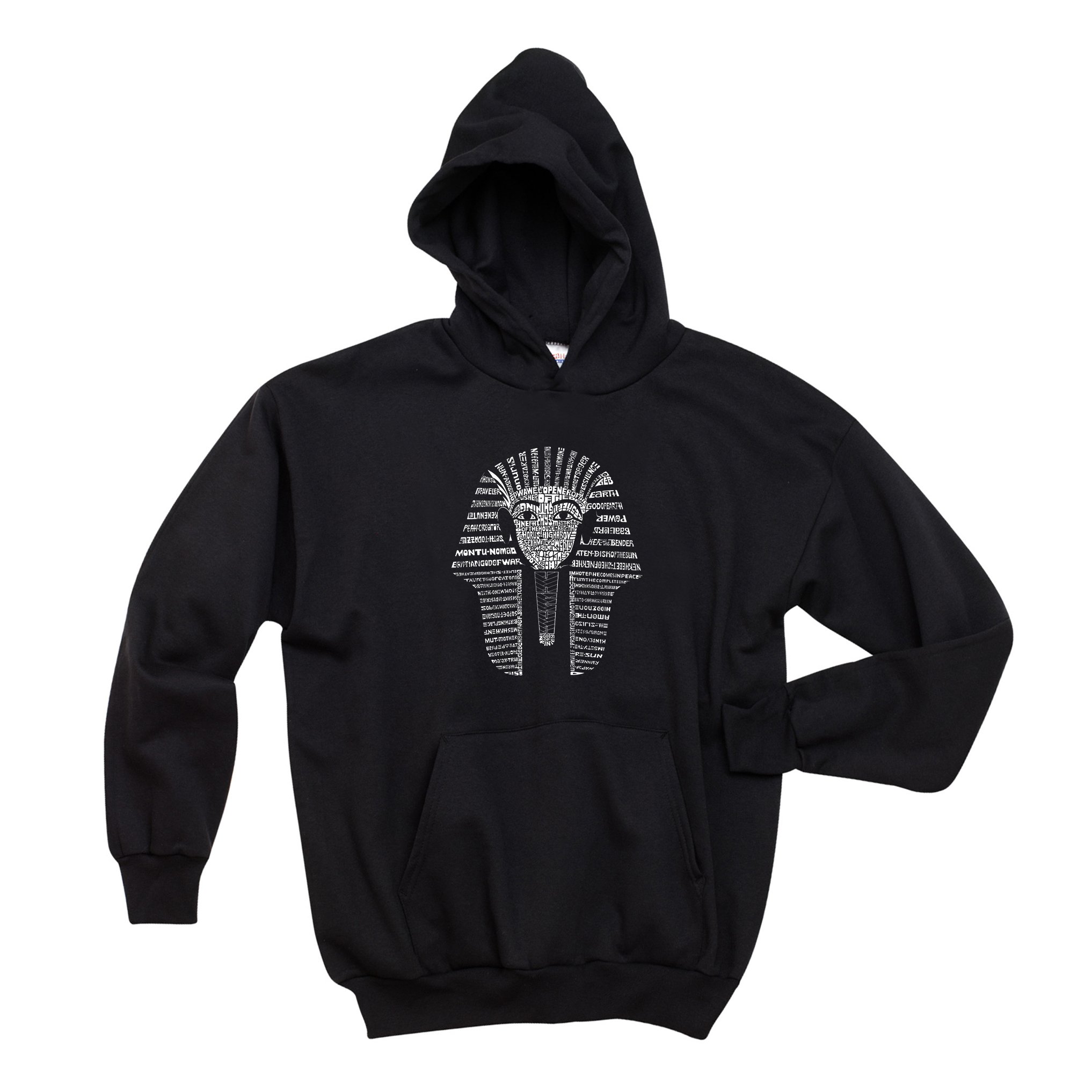 LA POP ART Men's Word Art Hooded Sweatshirt - King TUT Graphic Pullover | Vintage Streetwear Hoodie for Casual Wear & Urban Fashion