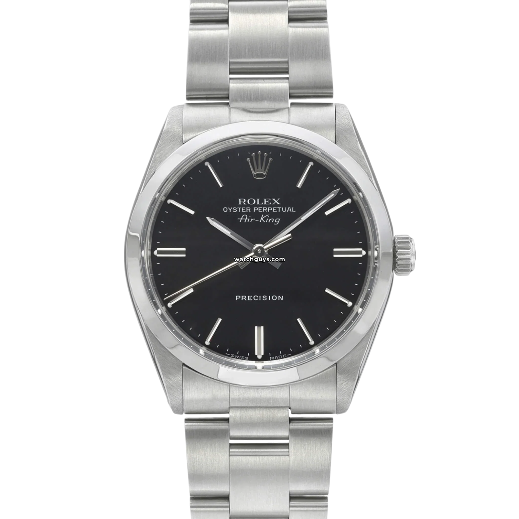 Authentic Rolex Air King 5500 Men's Watch - Black Dial Stainless Steel - Luxury Dress & Casual Timepiece for Business, Travel & Special Occasions