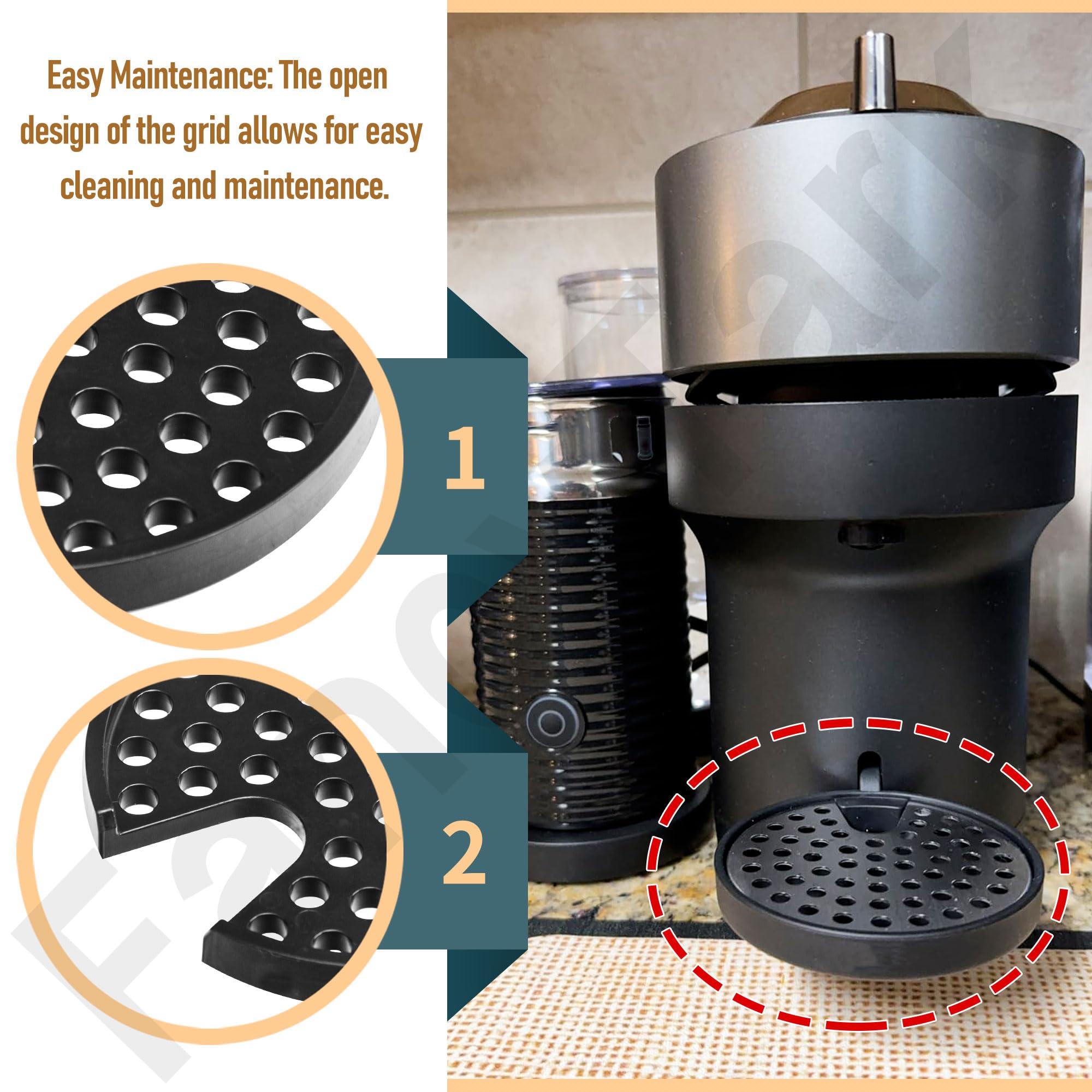 Krups Nespresso Vertuo Next Drip Tray Grid - Black Coffee Maker Accessory for Vertuo Next Grinder & Machine | Perfect for Countertop Organization & Spill Prevention