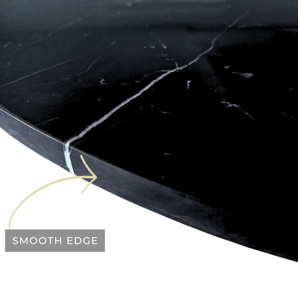 Custom Cut Round Black Marble Table Top - Nero Marquina Polished/Honed Stone for Cake Stands, Serving Trays, Centerpieces (13-22 Inch) - Perfect for Weddings, Restaurants & Home Decor