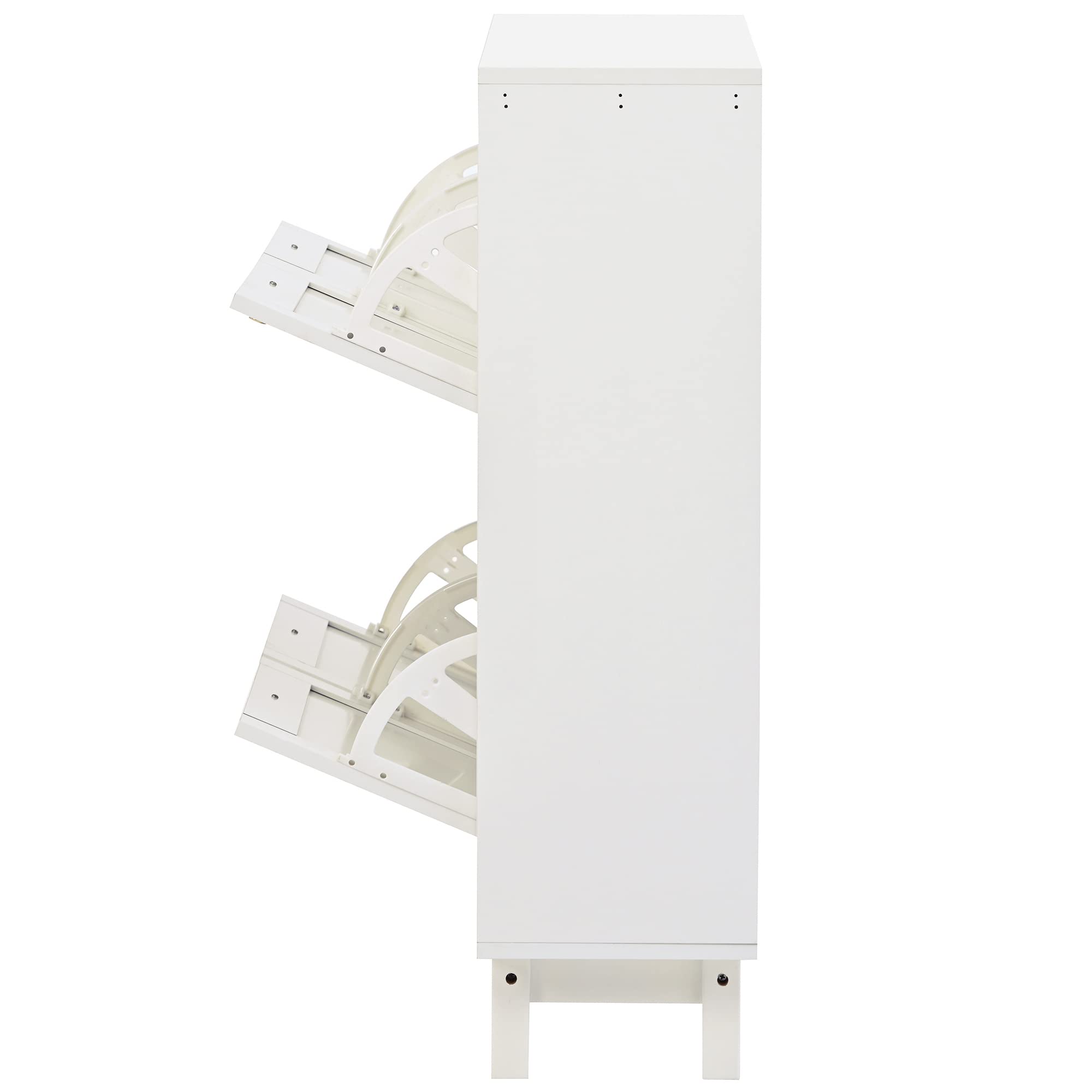 Boho Style Rattan Shoe Cabinet with 4 Flip Drawers - 2-Tier Shoe Storage Organizer with Large Capacity | Free Standing Shoe Rack for Entryway, Hallway, Bedroom & Closet (White/Boho) - Perfect for Small Spaces & Home Organization