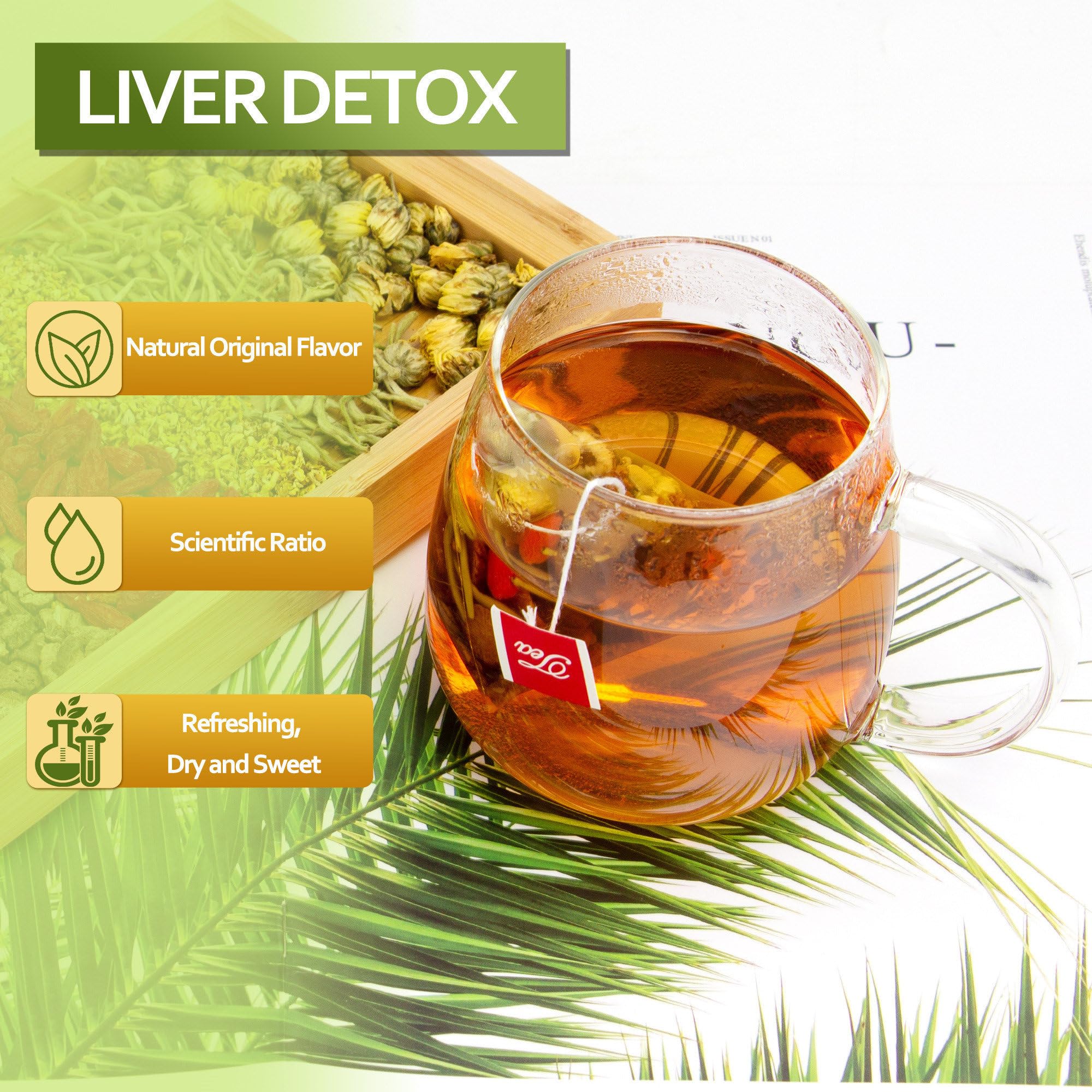 Organic Chrysanthemum Cassia Seed Tea Bags - Chinese Herbal Eye & Liver Detox Tea with Burdock Root, Goji Berry, Honeysuckle & Osmanthus | Antioxidant Floral Tea for Relaxation, Eye Strain Relief & Better Sleep | Perfect for Office, Study & Nighttime Wellness