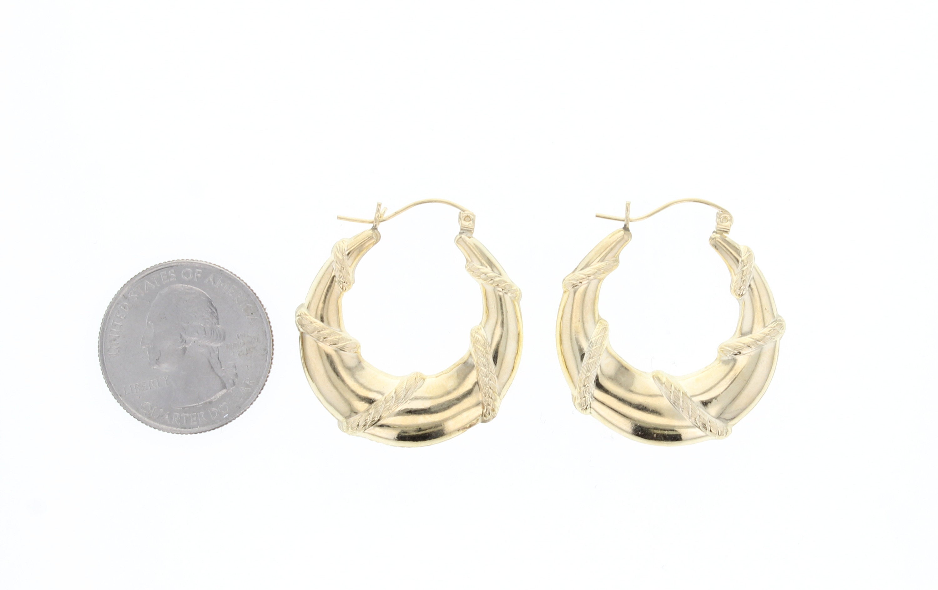 14K Yellow Gold Rope Intertwined Polished Hoop Earrings for Women - Perfect for Everyday Wear, Parties & Special Occasions