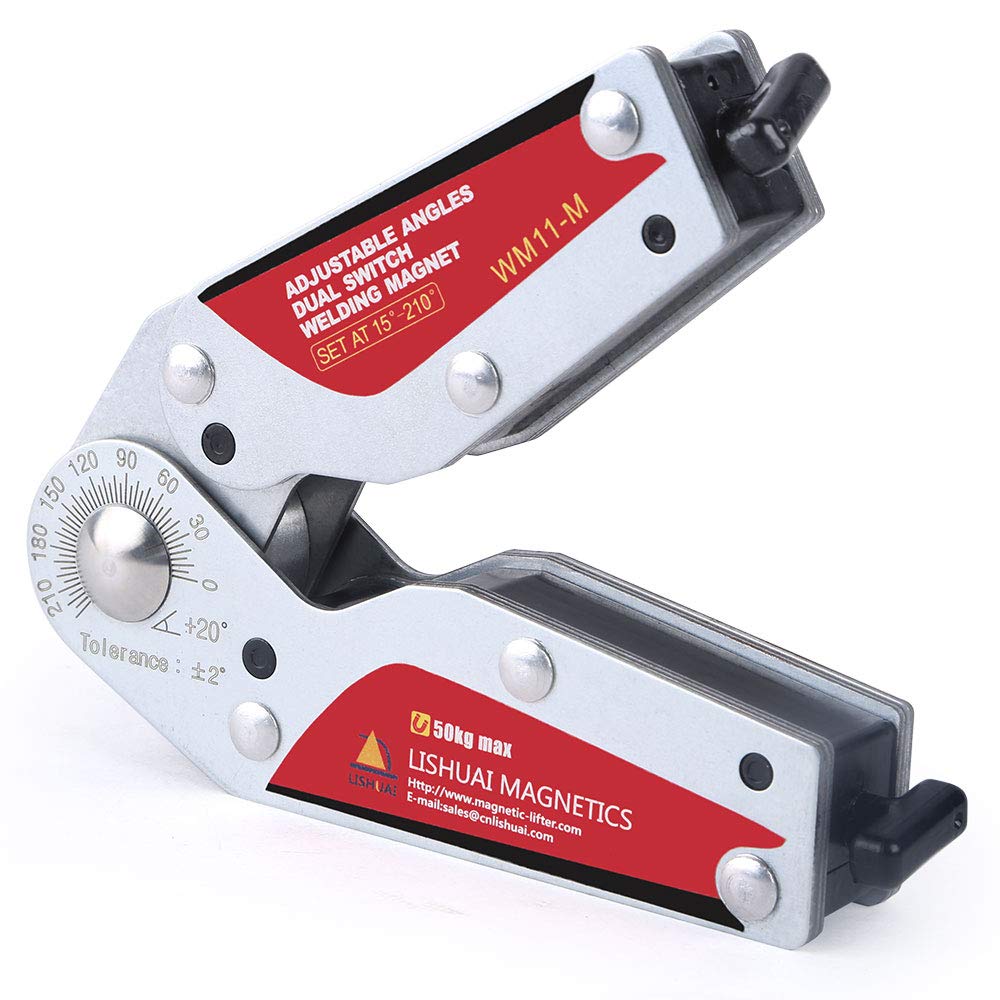 Adjustable Angle Dual Switch Welding Magnet - On/Off Neodymium Magnetic Clamp (15-210°) WM11-M - Perfect for Metal Fabrication, Welding Projects & DIY Metalworking