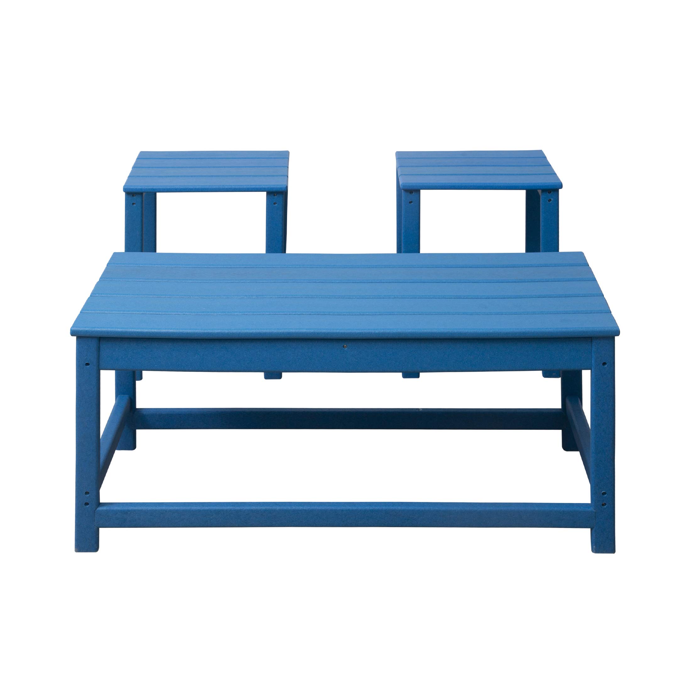 HDPE Outdoor Coffee Table Set for Patio & Garden - Pacific Blue