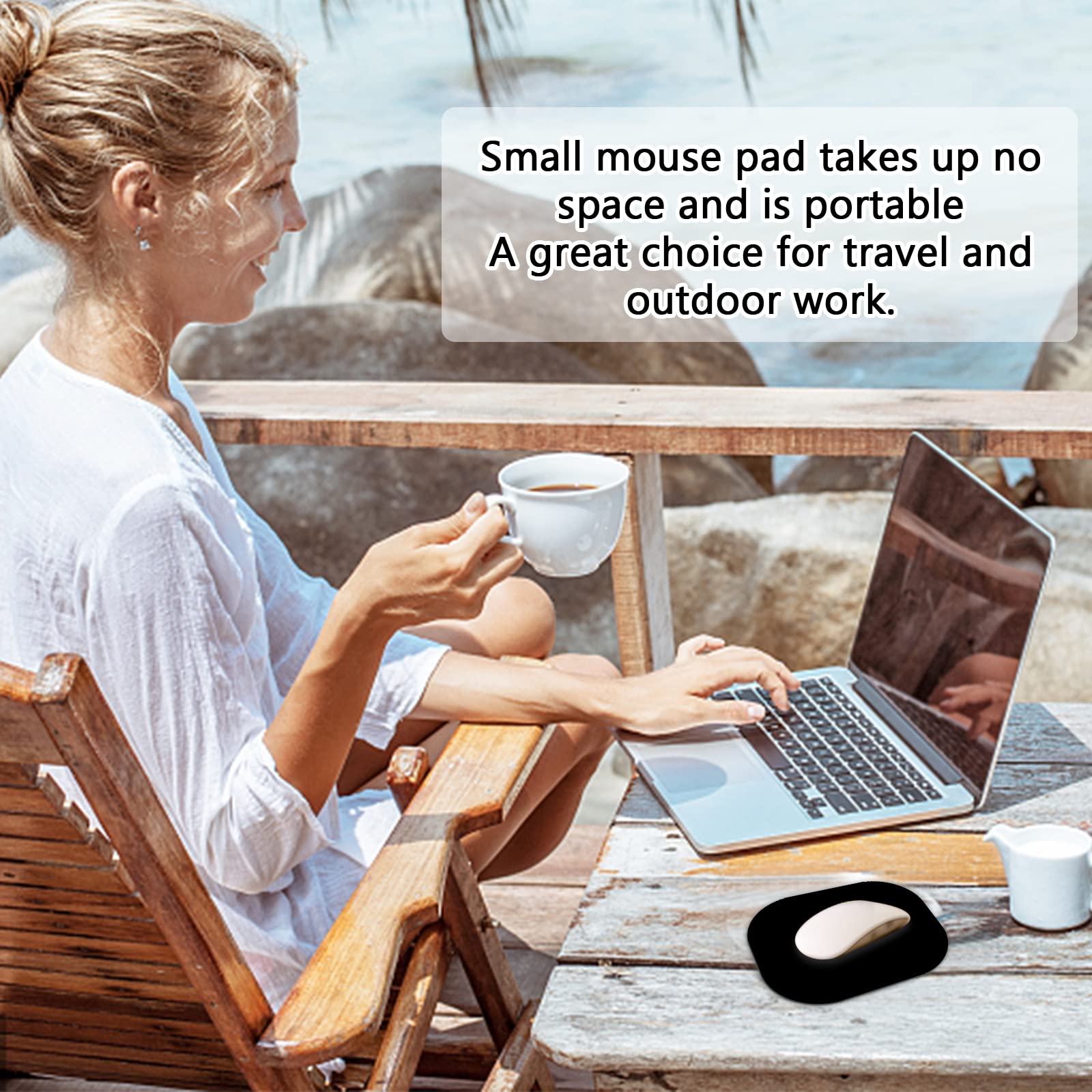 Non-Slip Mini Mouse Pad 6×7 Inches - Portable Travel & Office Desk Mat for Laptop, Computer, Desktop - Black Small Mousepad with Anti-Skid Base | Perfect for Work, Gaming & Home Office Use