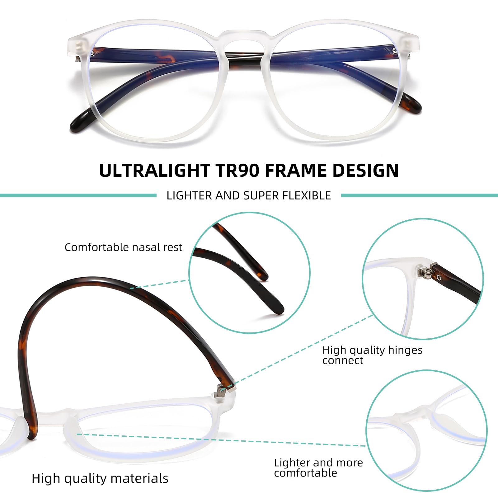 CNLO Blue Light Blocking Glasses for Computer & Gaming - UV Protection & Anti-Eyestrain - Lightweight Frame for Men & Women - Perfect for Office & Gaming Use