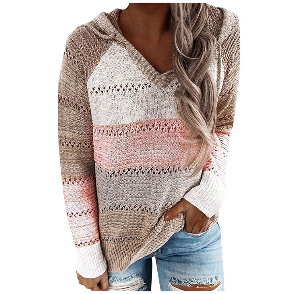 Women's V Neck Knit Sweater Pullover - Long Sleeve Casual Blouse Tops for Fall & Winter | Cozy Office Wear, Date Night Outfits, Layering Essential