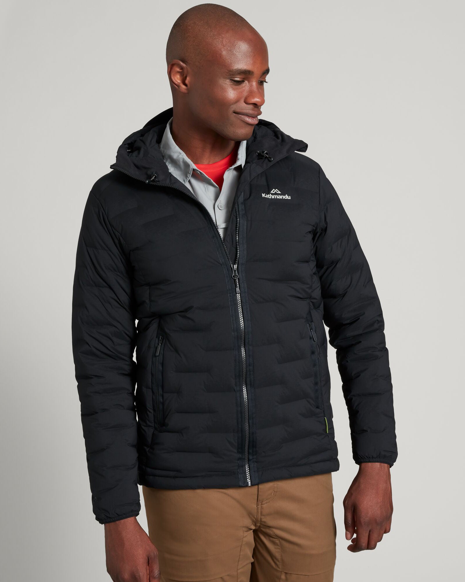 Men's Lightweight Stretch Hooded Down Jacket - Waterproof Winter Coat for Outdoor Activities | Black
