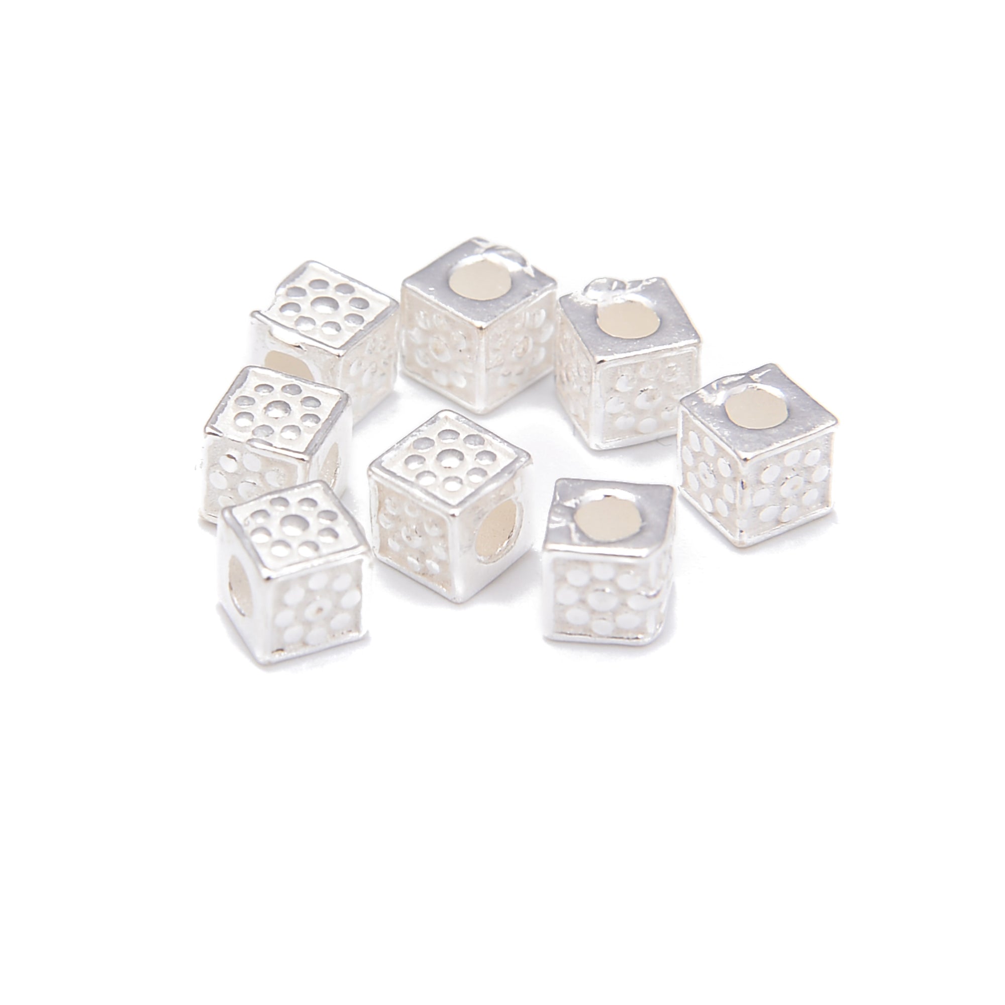 925 Sterling Silver 4mm Cube Beads - 5pcs per Bag | DIY Jewelry Making, Bracelet & Necklace Crafting Supplies for Women