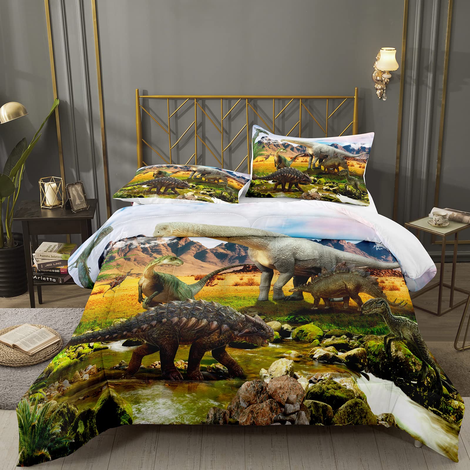 Dinosaur Comforter Set Queen Size for Boys - Bodhi Boy Bed Set with Pillowcases, Kids Dinosaur Bedding & Bedroom Decor | Perfect for Teen Boys' Room, Kids' Bedroom & Dinosaur-Themed Nursery