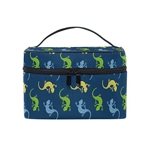 Waterproof Salamander Print Makeup Bag for Women & Girls - Travel Cosmetic Organizer with Zipper, Portable Toiletry Pouch - Perfect for Gym, Vacation & Daily Essentials Storage