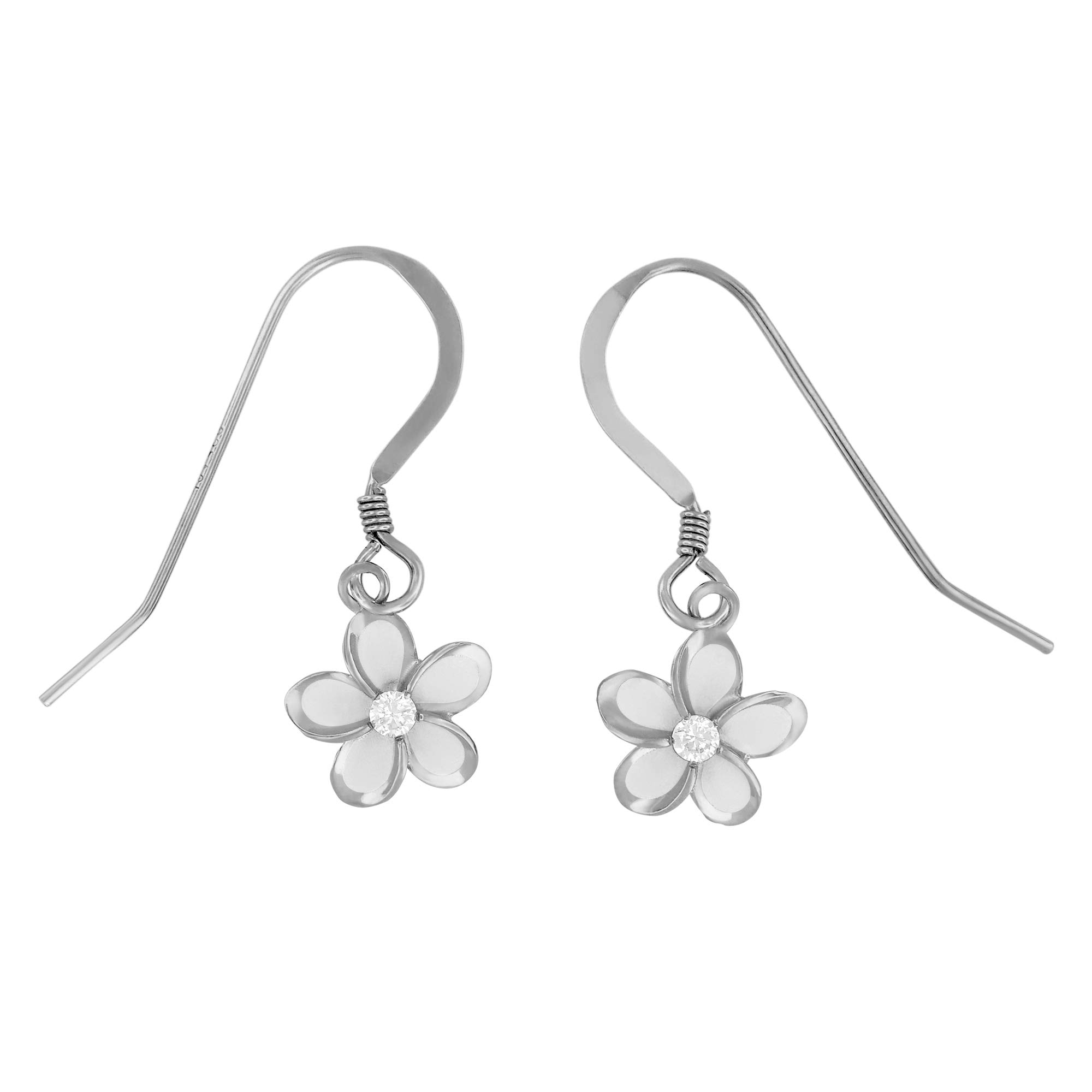 9mm Sterling Silver Plumeria Dangle Earrings for Women - Hawaiian Flower Jewelry for Beach Parties, Summer Vacations & Tropical Weddings