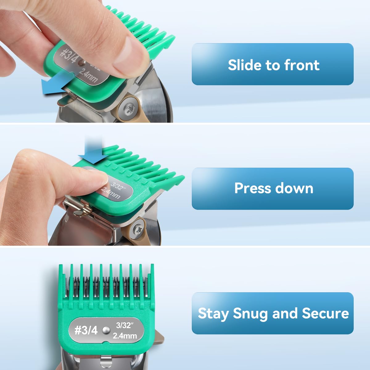 Premium Wahl & Babyliss FX870 Clipper Guards Set - 6 Color-Coded Replacement Guides (1/16