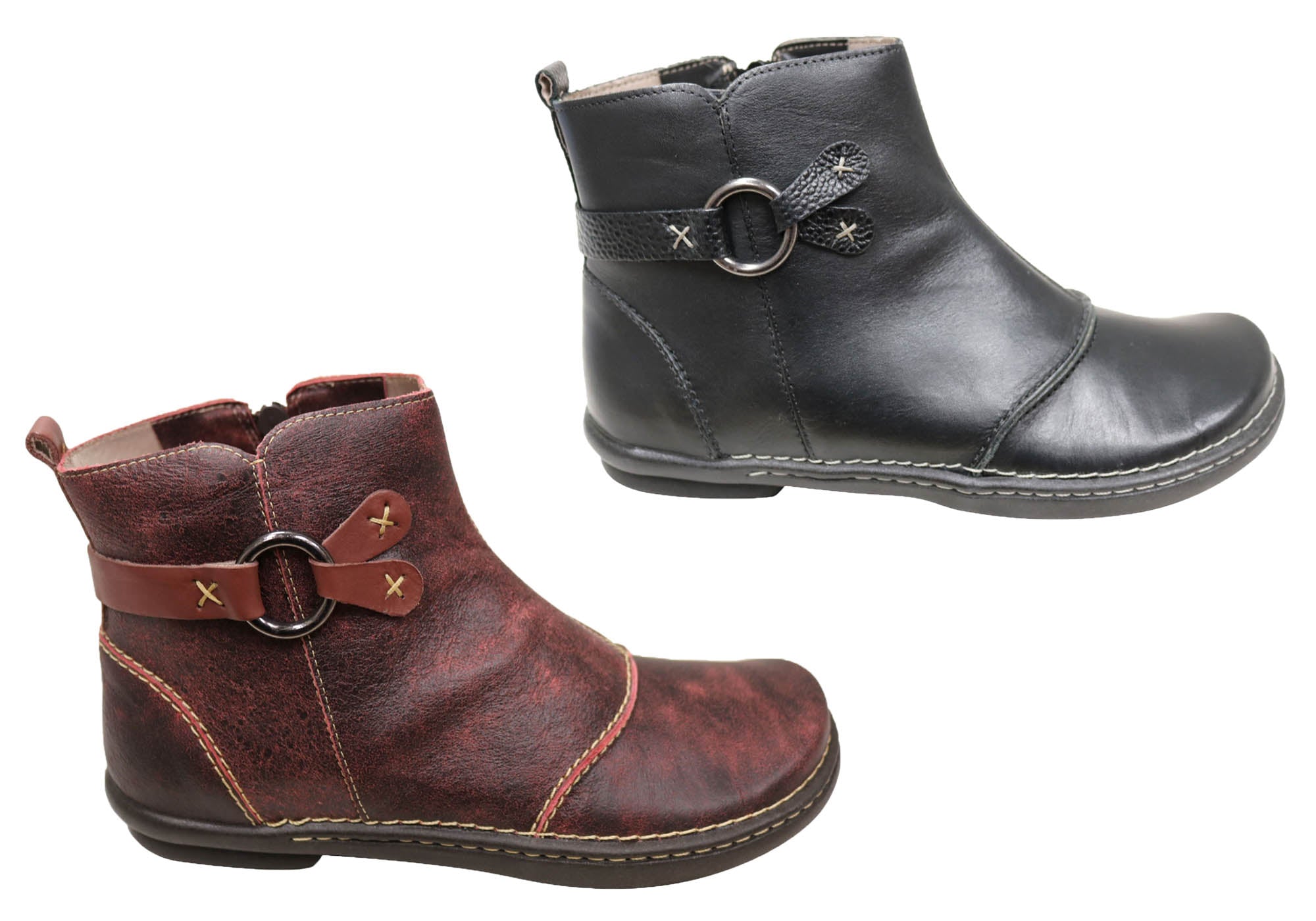 J Gean Andrea Women's Comfortable Leather Ankle Boots - Brazilian Made - Perfect for Fall Fashion, Office Wear & Casual Outings