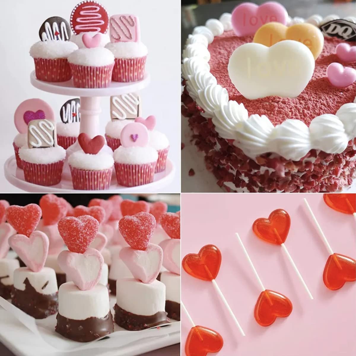 2 Pcs Heart Silicone Molds - Small & Large Heart Chocolate Candy Molds for Baking, Cake Decor, DIY Desserts - Perfect for Valentine's Day, Wedding, Party Treats