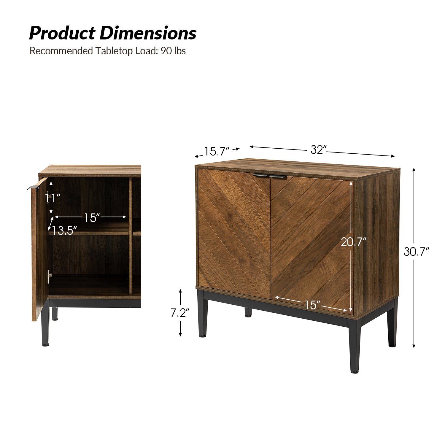 Eugen 32 Inch Tall 2 Door Accent Cabinet - Stylish Storage Solution for Living Room, Bedroom, or Entryway