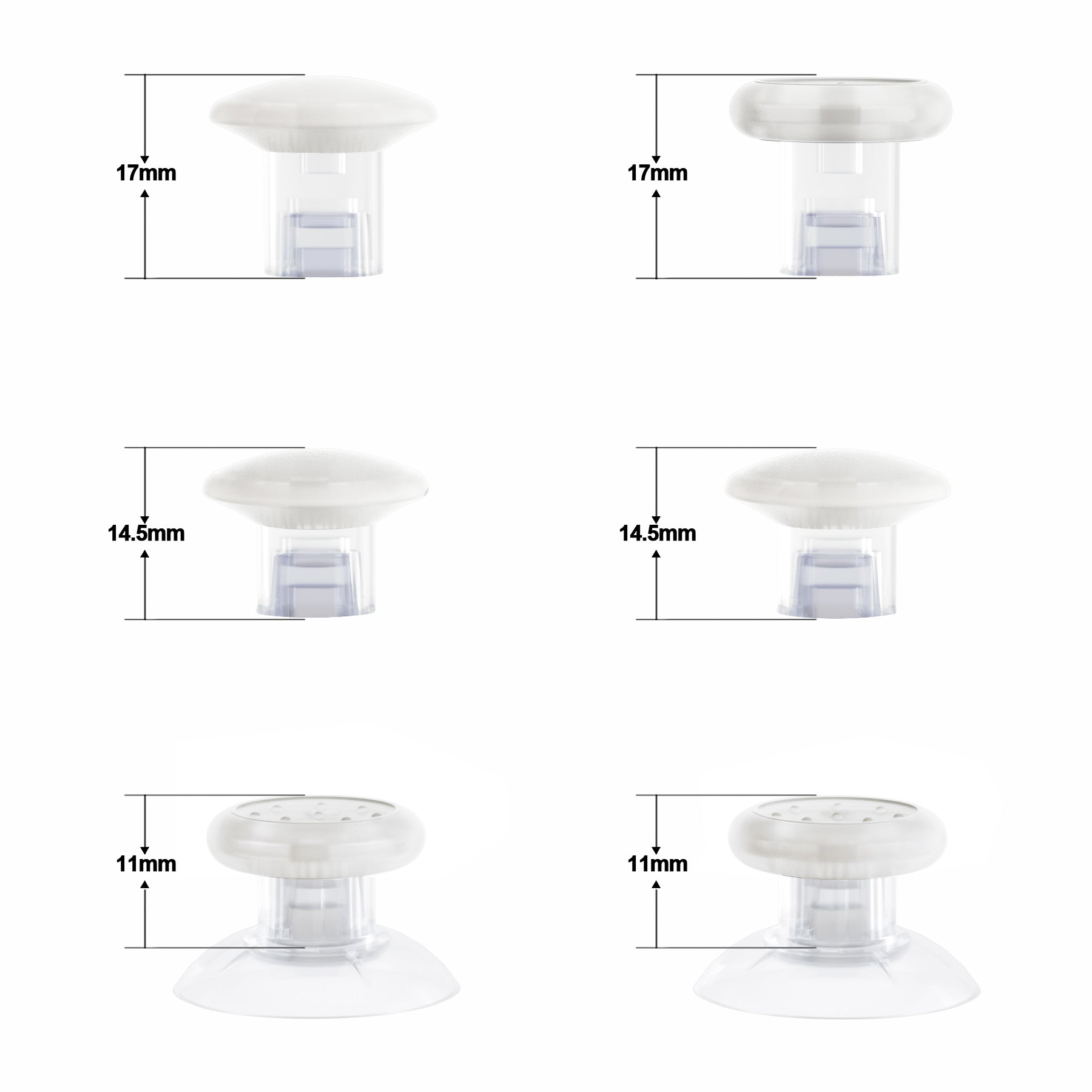 eXtremeRate Transparent Interchangeable Ergonomic Thumbsticks for Nintendo Switch Pro Controller - 3 Height Domed & Concave Grips, Adjustable Joystick Replacement (KRM523) | Perfect for Gaming, DIY Customization & Enhanced Control