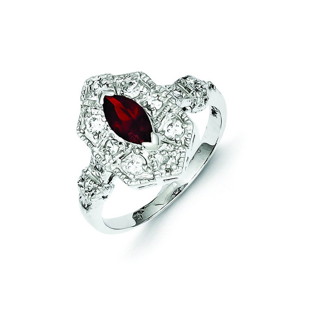 Sterling Silver Dark Red Marquise Cubic Zirconia Ring for Women | Elegant CZ Engagement & Wedding Band | Perfect Gift for Anniversary, Valentine's Day & Special Occasions