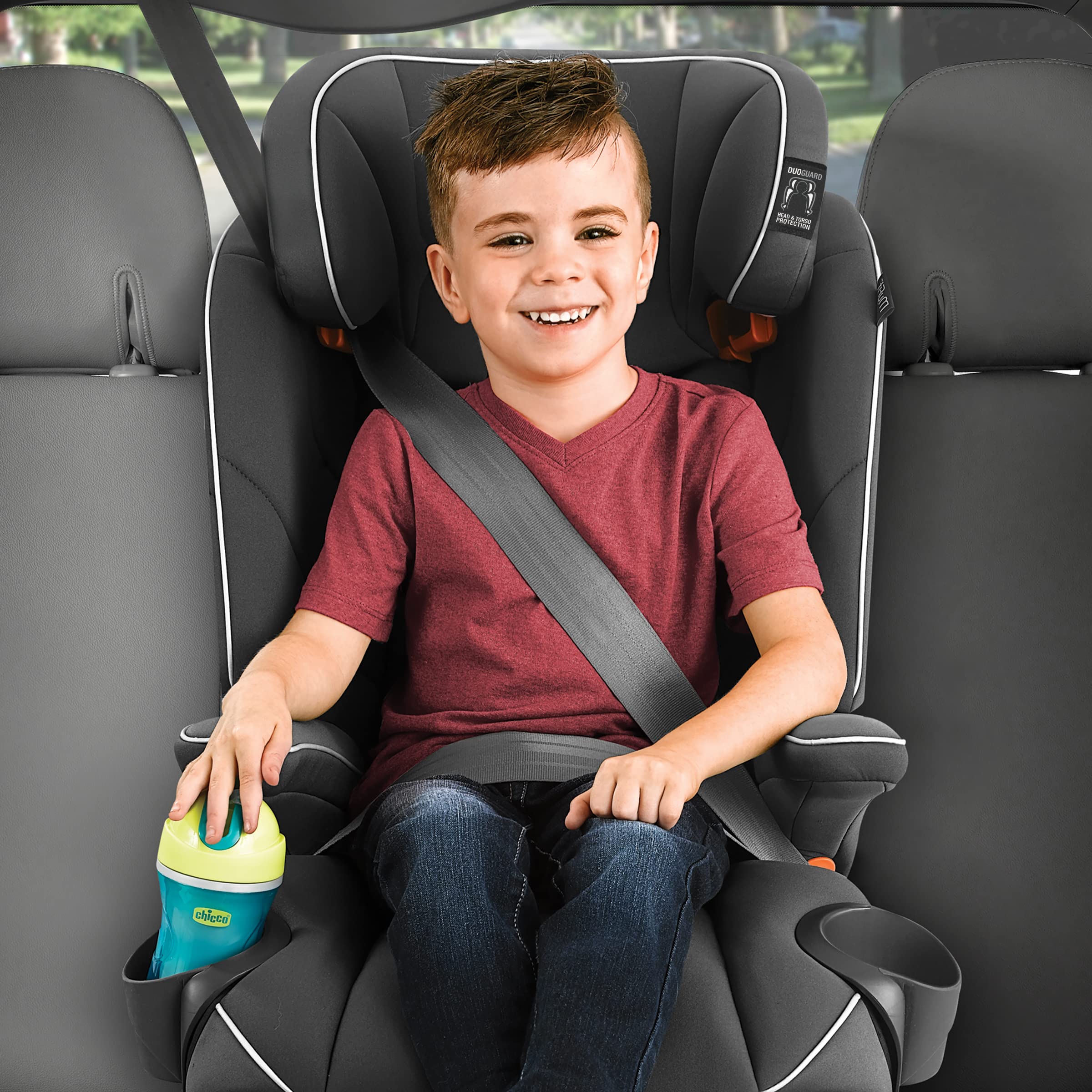 Chicco MyFit Harness + Booster Car Seat - 5-Point Safety Harness & High Back Support for Kids 25-100 lbs | Atmosphere/Black - Perfect for Long Road Trips & Everyday Commutes