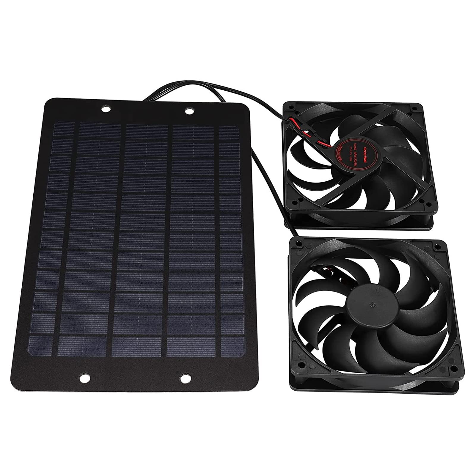 10W Solar Powered Fan Kit with 2 High Speed DC Brushless Fans - Waterproof Solar Panel Fan for Chicken Coops, Dog Houses, Greenhouses, Sheds & RV Roofs - Perfect for Pet Cooling & Ventilation in Outdoor Spaces