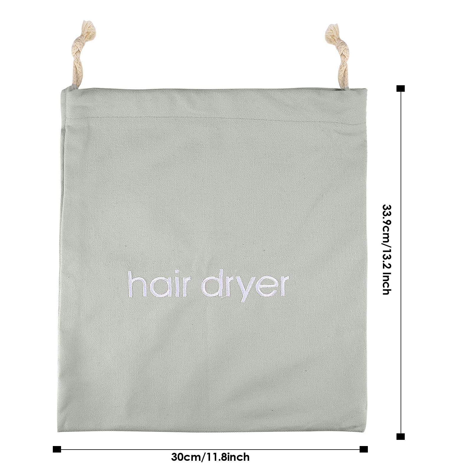 Travel-Friendly Light Grey Drawstring Hair Dryer Bag - Waterproof & Compact Storage for Blow Dryer in Bathroom, Gym, or On-The-Go