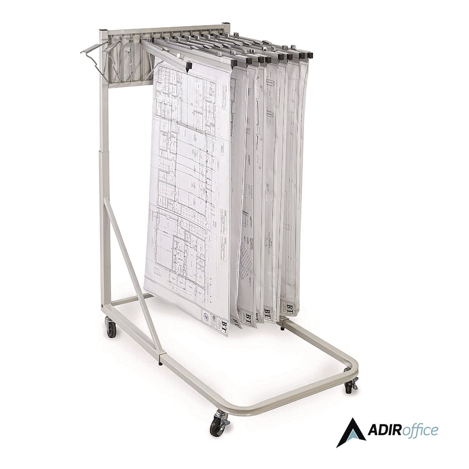AdirOffice Blueprint Storage Cabinet with Wheels - Adjustable Rolling Stand for Large Documents 27