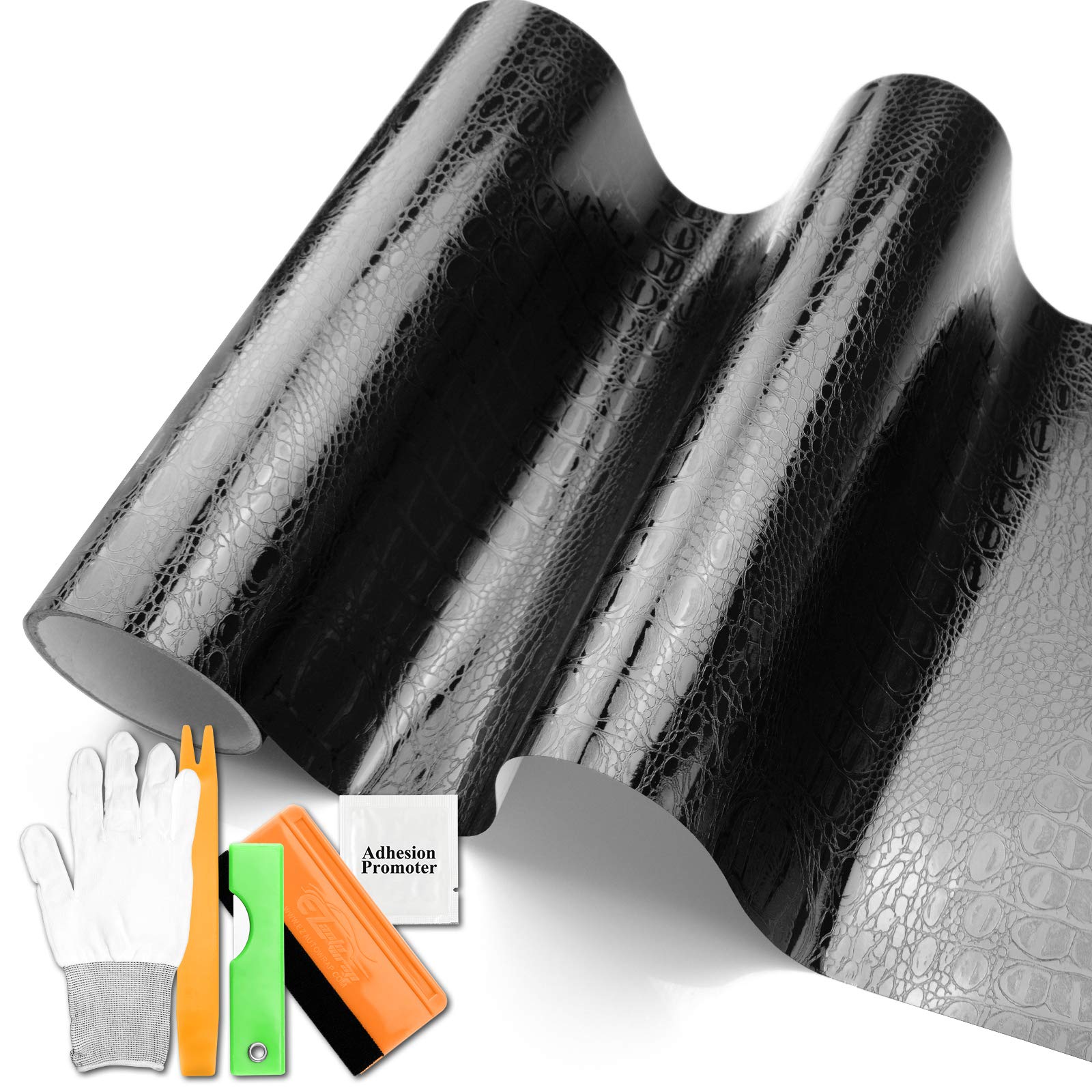 3D Black Alligator Texture Vinyl Wrap Sticker - 60