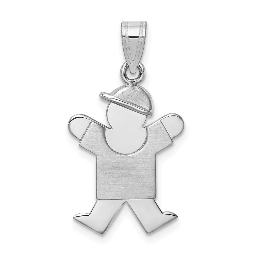 14K White Gold Engravable Boy Hat Charm Pendant - 25mm x 15mm - Perfect for Baby Shower Gifts, Christening Jewelry & Personalized Keepsakes