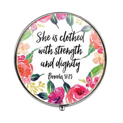 Christian Faith Scripture Bible Verse Religious Art Photo Pill Box - Glass Charm Candy Box for Travel, Home & Church Use