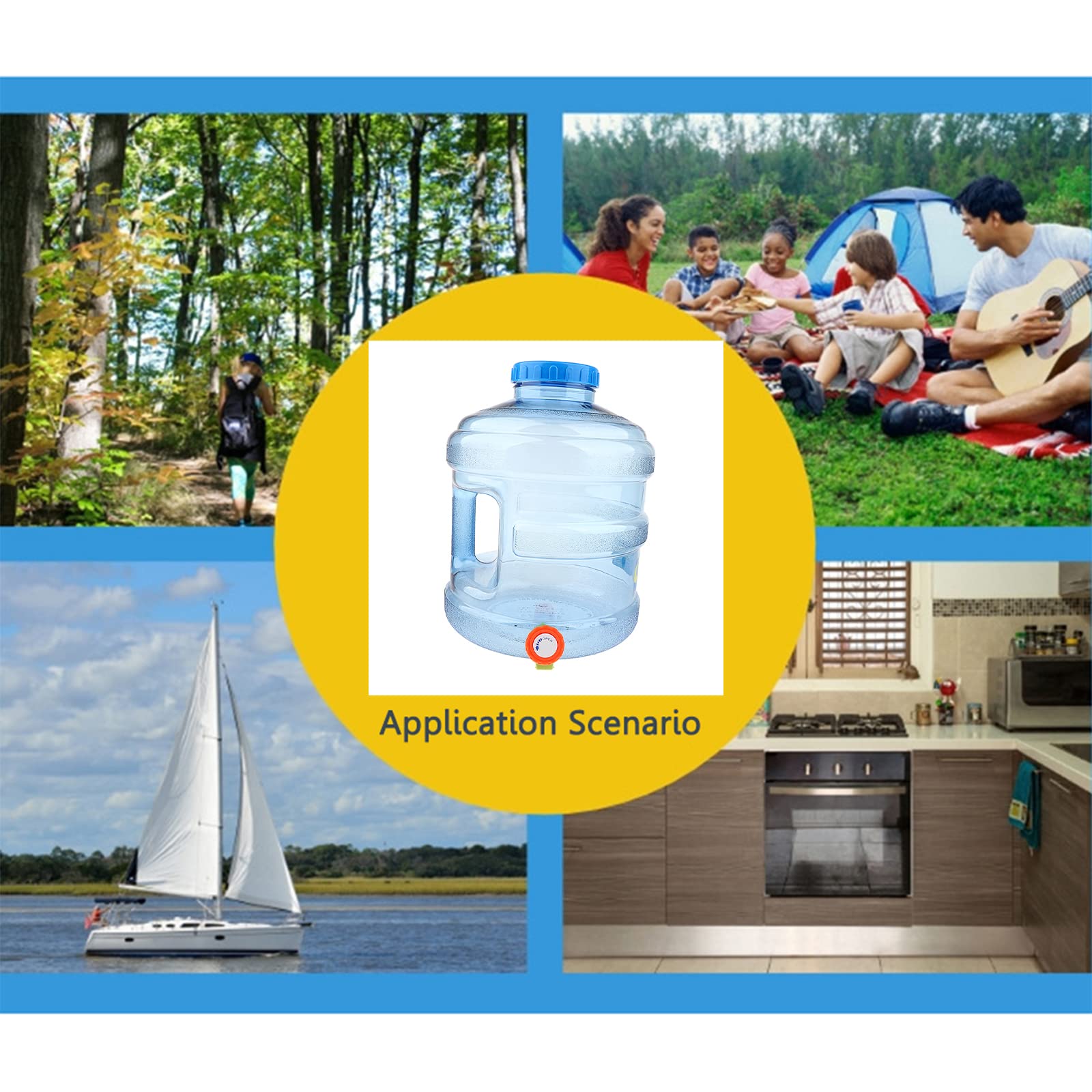 11.3L (3 Gallon) Reusable BPA-Free PC Water Storage Jug - Portable Outdoor Camping Water Container with Spigot & Carry Handle - Ideal for Emergency Preparedness, Hiking, Backpacking and Road Trips