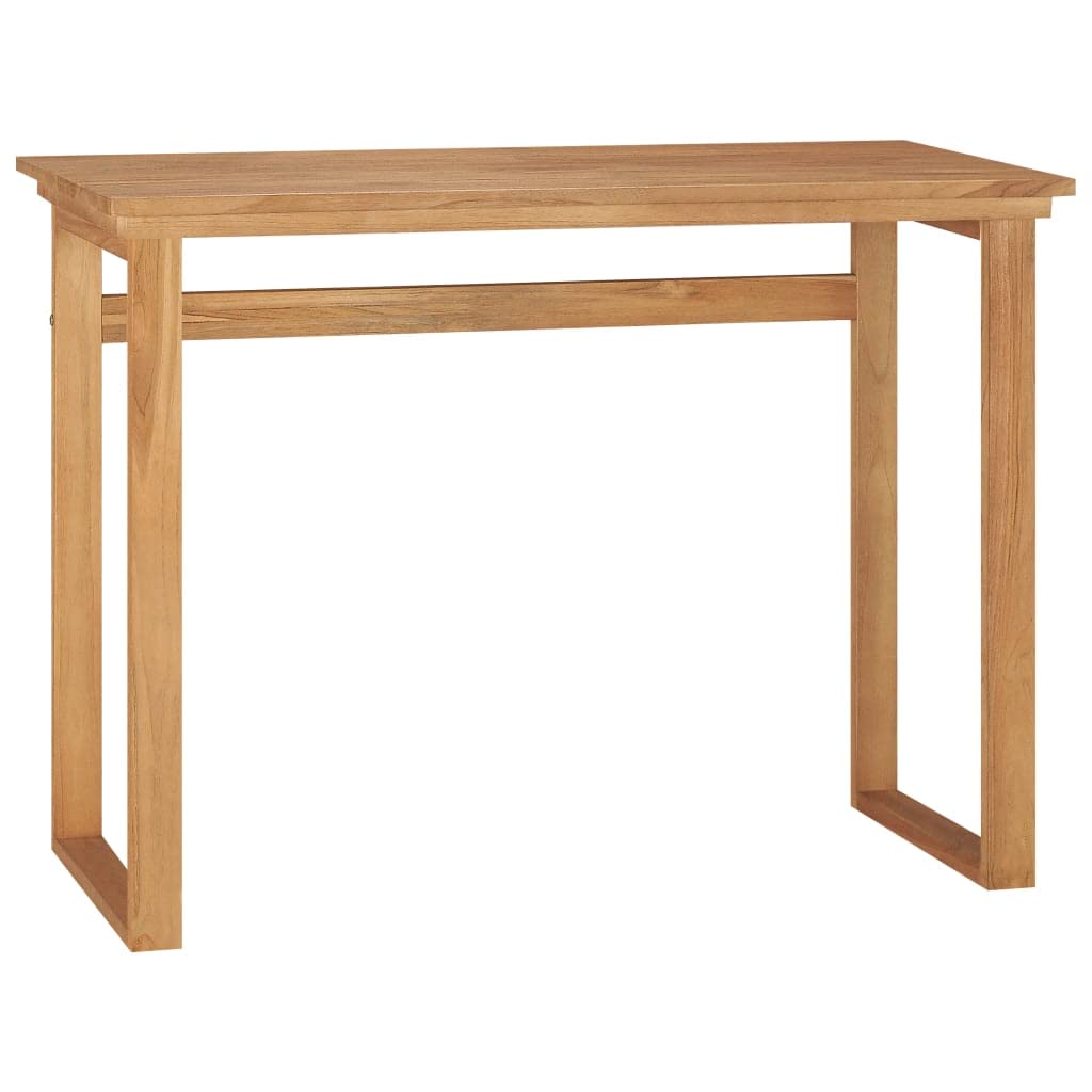 vidaXL Solid Teak Wood Desk - Rustic Farmhouse Style Medium-Sized Brown Writing Table | Perfect for Home Office, Study Room & Living Room as Computer Desk or Console Table