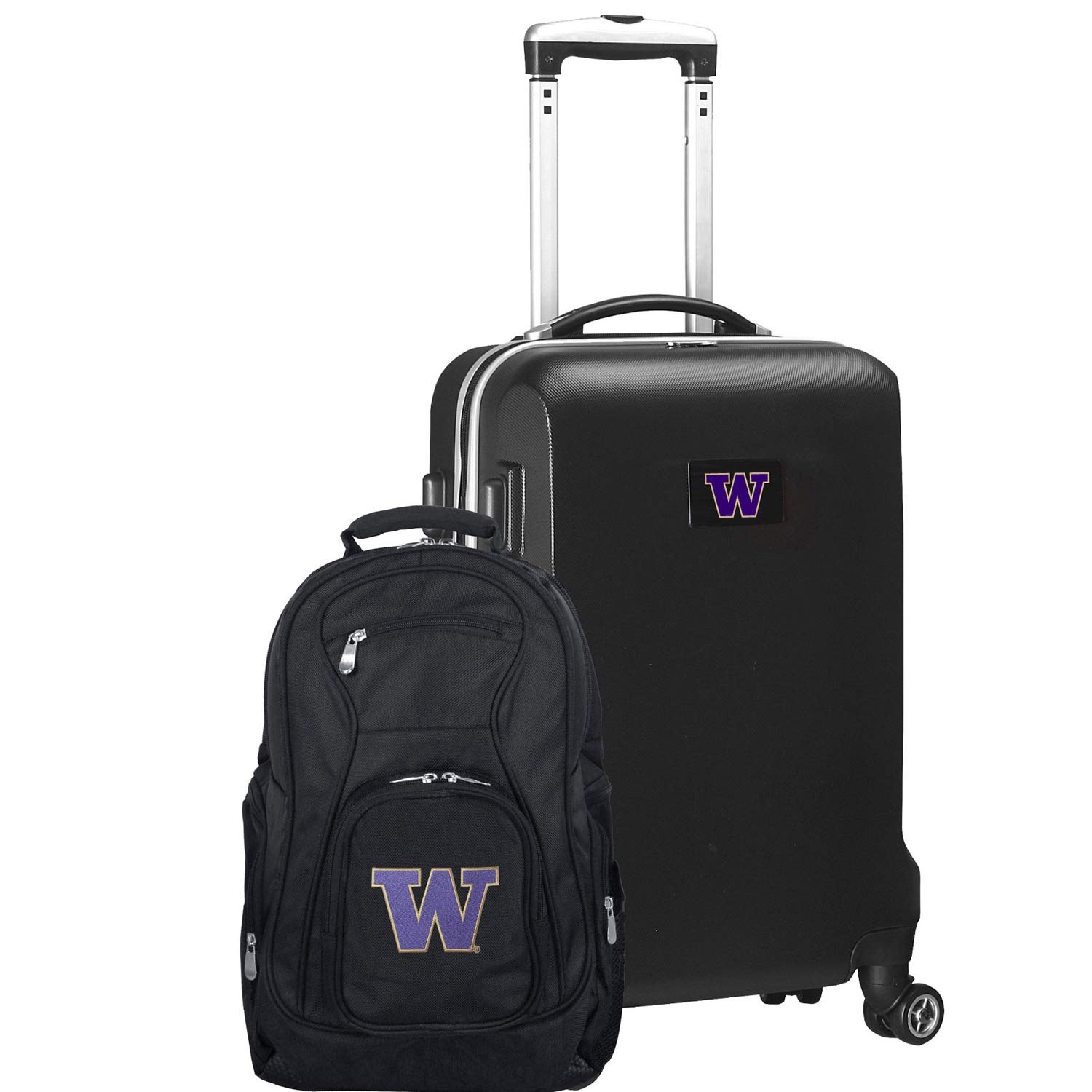 NCAA Deluxe 2-Piece Backpack & Carry-On Luggage Set in Black | Perfect for College, Travel & Sports | Durable School & Gym Bag Combo