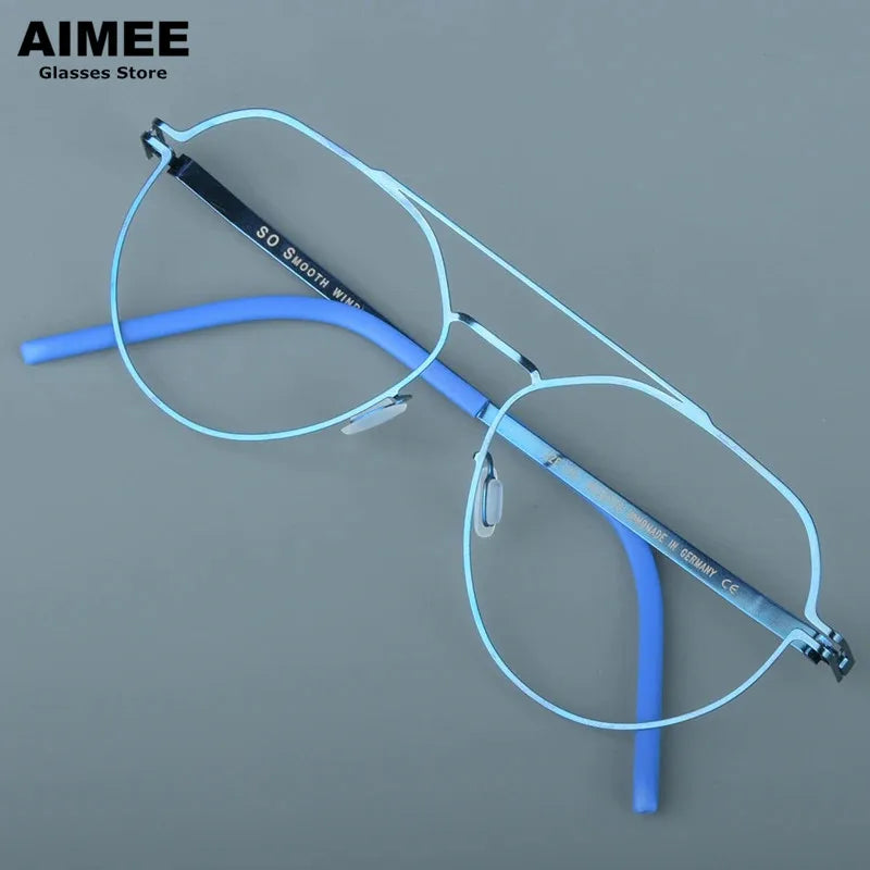 Aimee Unisex Full Rim Oval Double Bridge Steel Eyeglasses 14647 - Stylish & Durable Eyewear for Men & Women - Perfect for Reading, Work, and Everyday Fashion