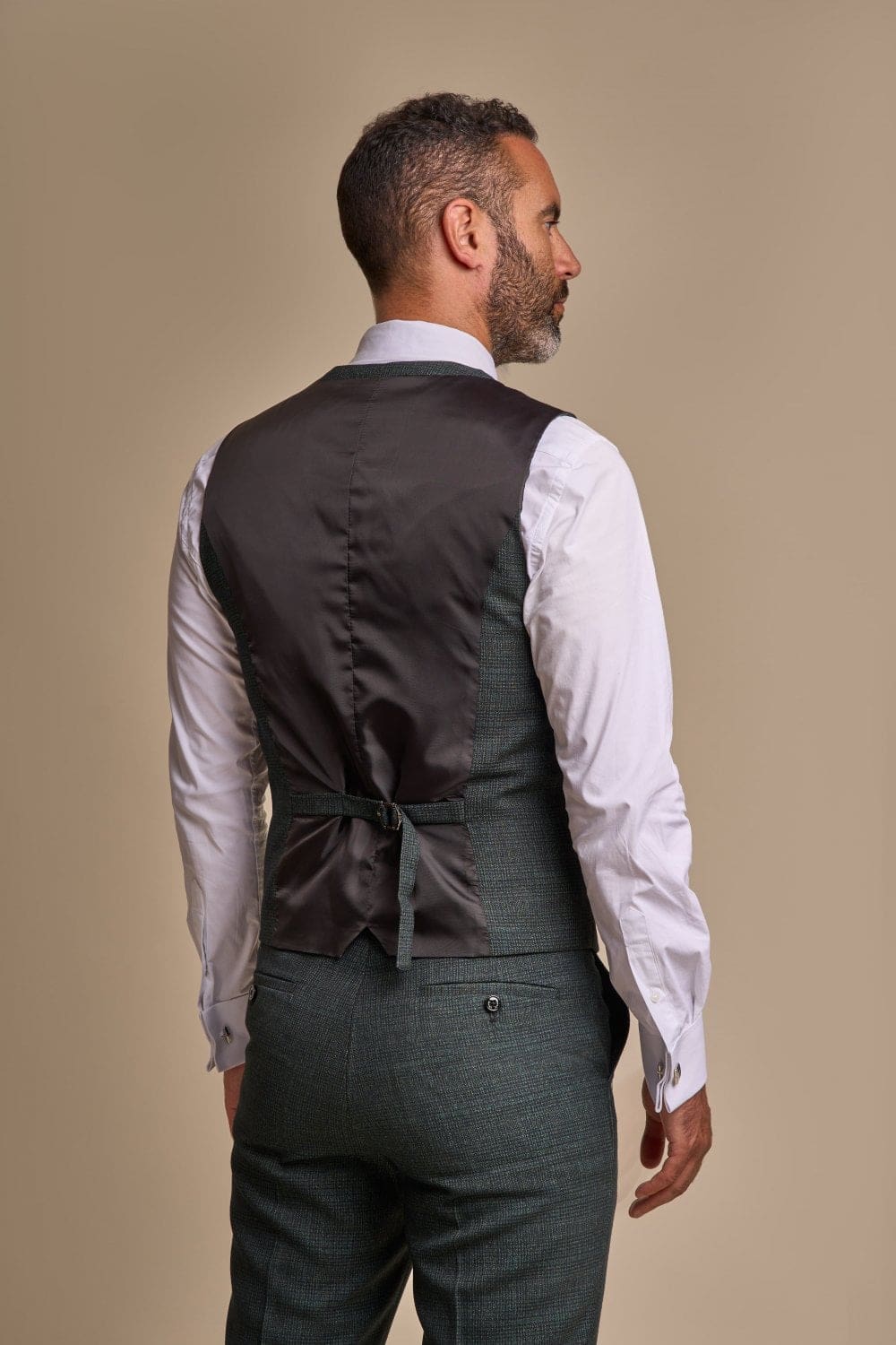 Cavani Caridi Men's Olive Tweed Waistcoat Vest | Slim Fit Formal Vest for Weddings & Business | Premium Wool Blend Waistcoat for Groom, Groomsmen & Office Wear