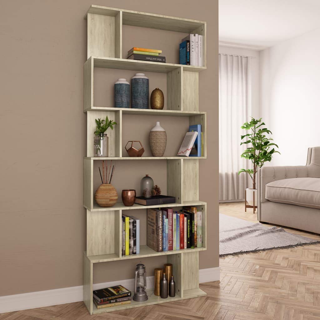 6-Tier Bookcase with Compartments - Sturdy Bookshelf & Room Divider for Living Room, Office, Bedroom - Free Standing Storage Unit & Display Shelf - 31.5