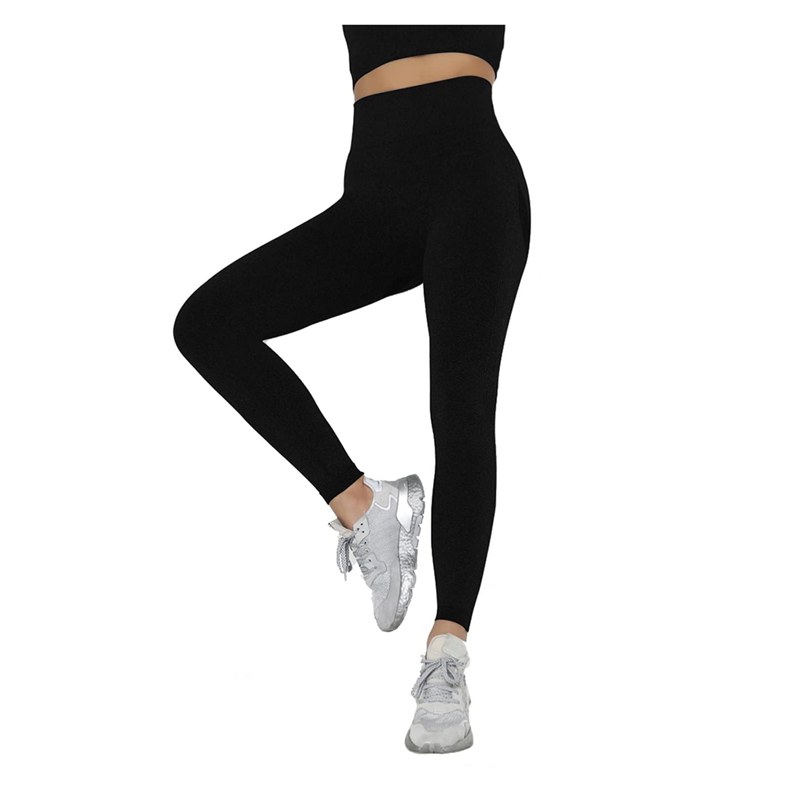 LANREN High Waist Seamless Leggings for Women - Push Up Yoga Pants with Energy Elastic Waistband - Gym Running Workout Tights (Black, Small) | Perfect for Yoga, Fitness, Running & Lounge Wear