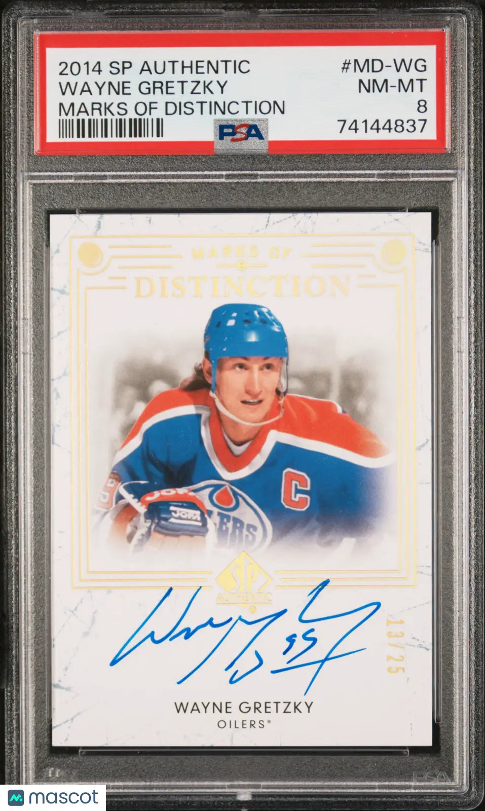 2014 SP Authentic Marks of Distinction Wayne Gretzky Autographed Hockey Card PSA 8/25 - Rare Collectible for Sports Memorabilia Fans & NHL Collectors