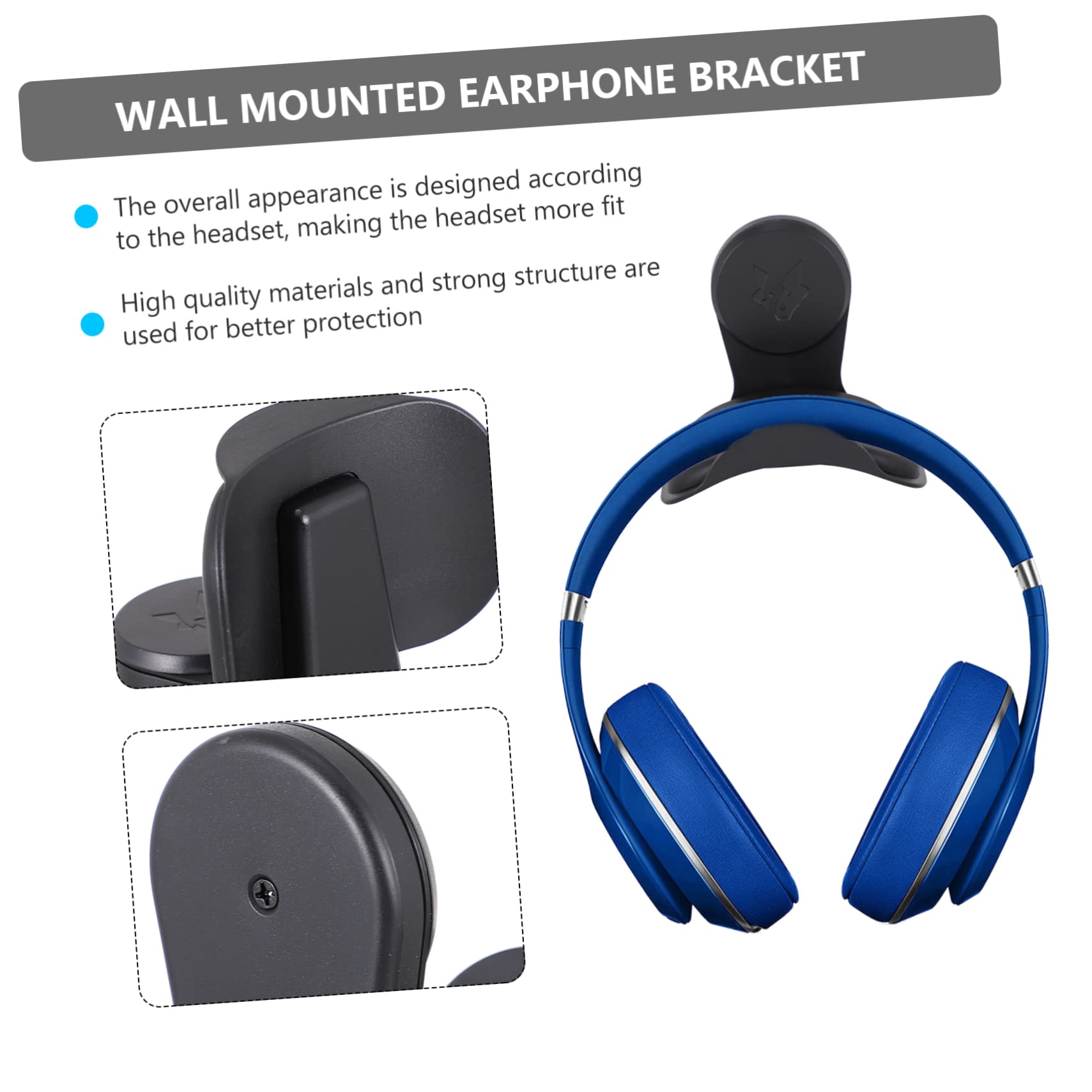 6-Pack Angoily Headphone Hangers - Wall Mount & Under Desk Headset Stand Hooks for Gaming, Office & Home Organization (Black) - Perfect for Gamers, Work from Home & Headphone Storage Solutions