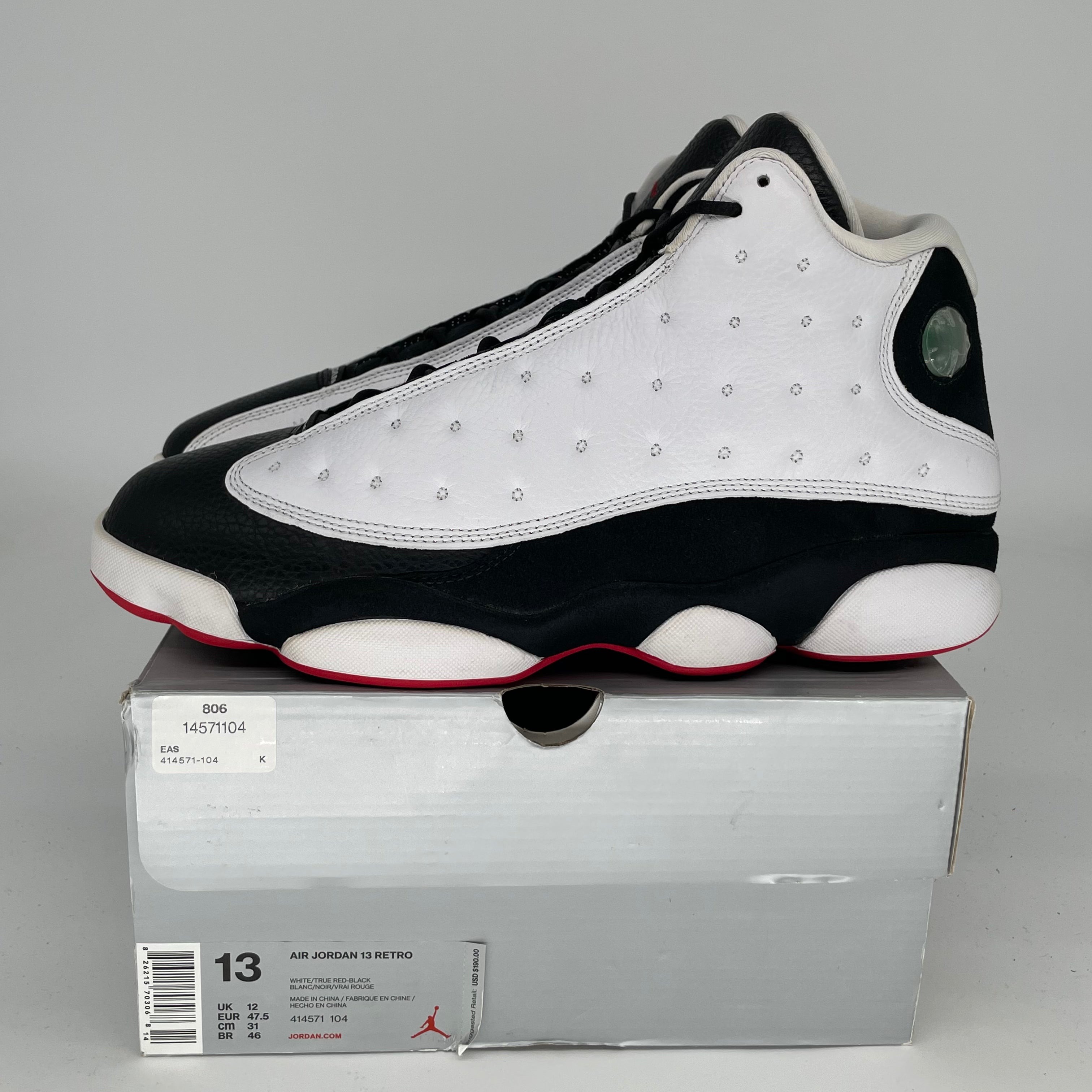 Original Air Jordan 13 Retro 'He Got Game' Men's Basketball Shoes Size 13 - White/Black-Varsity Red 414571-104 - Perfect for Streetwear & Basketball Games