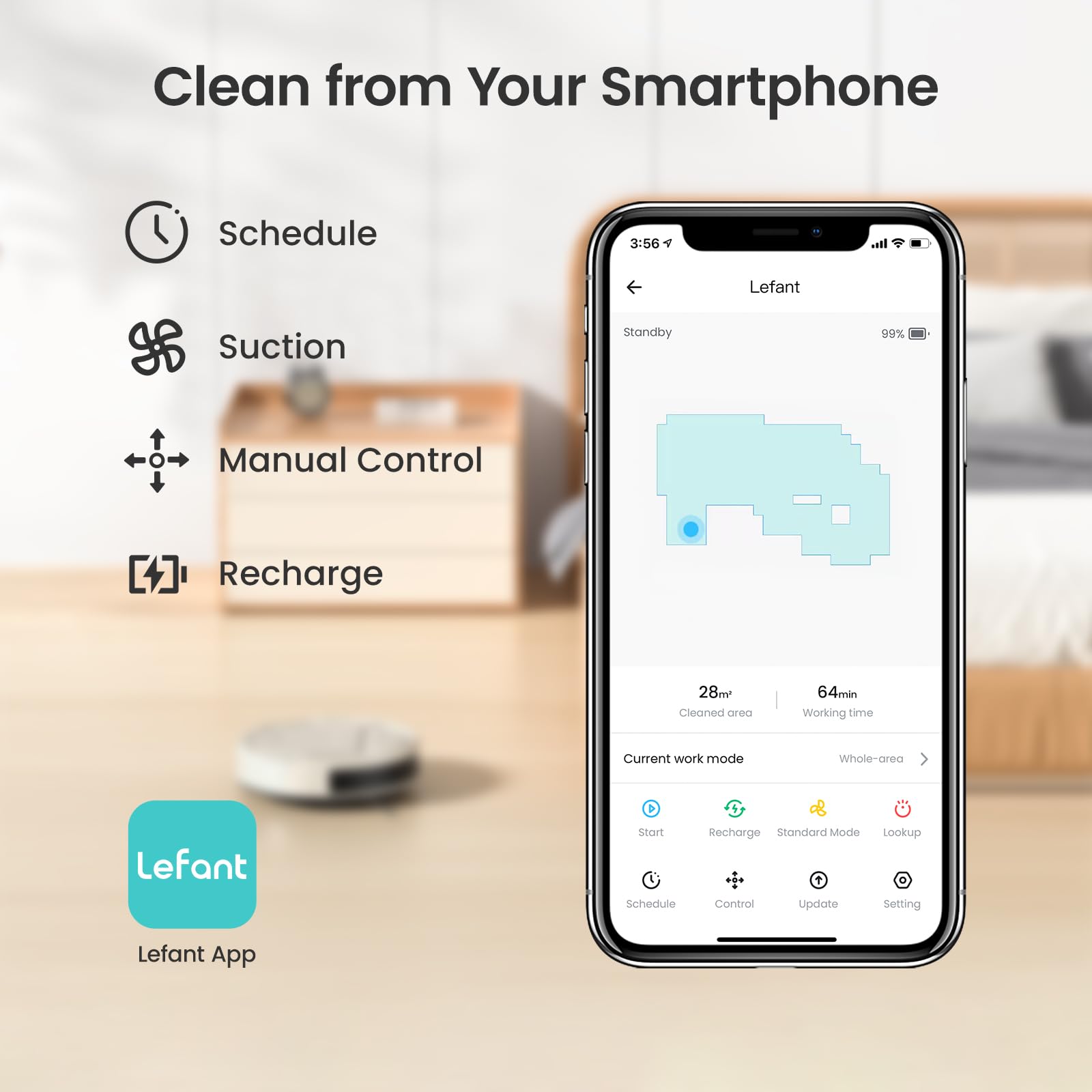 Lefant M210 Pro Slim Robot Vacuum Cleaner - Powerful Suction, 120 Min Runtime, Self-Charging, WiFi/Alexa/APP/Voice Control - Ideal for Pet Hair, Hard Floors & Low-Pile Carpets - Perfect for Daily Home Cleaning & Pet Owners