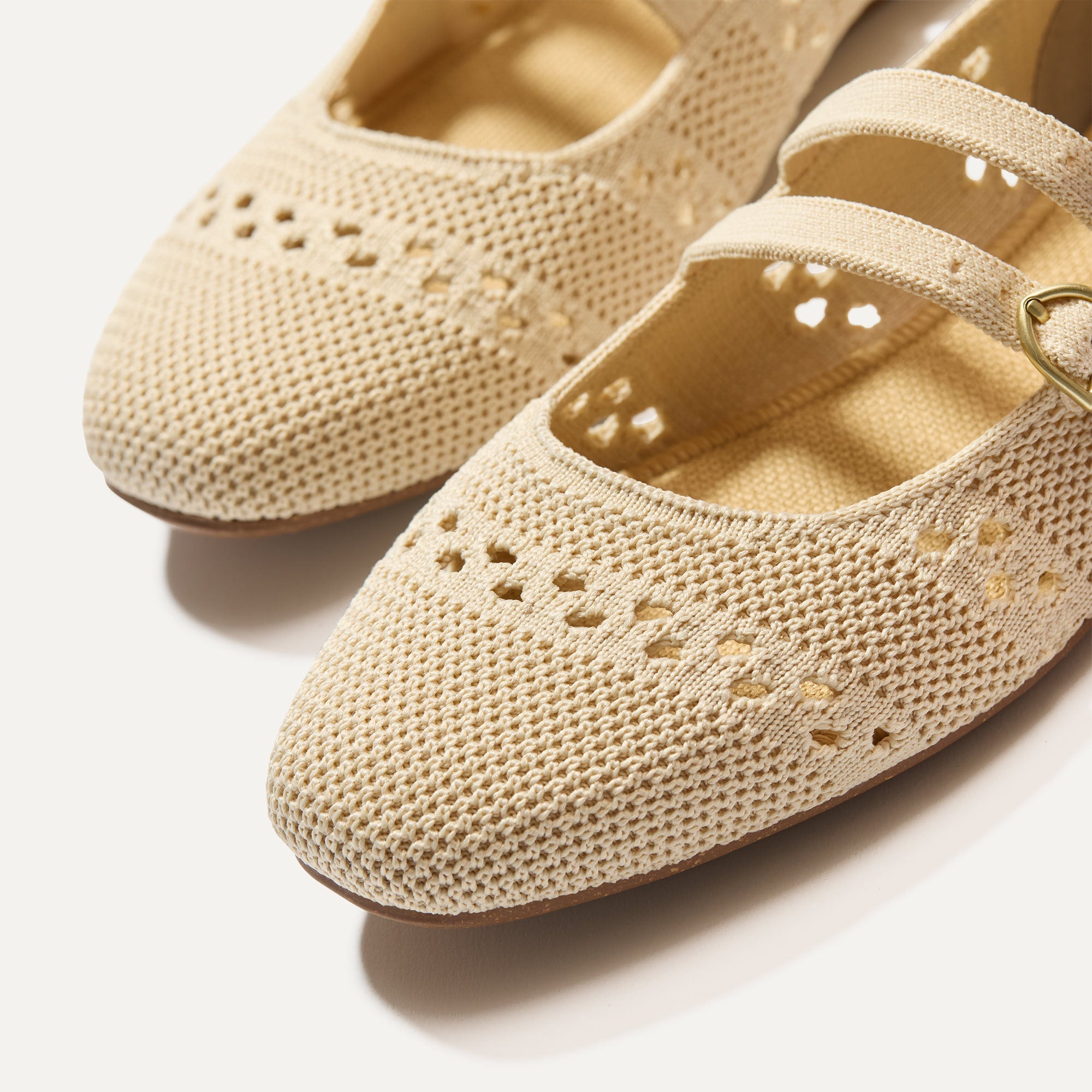 Elegant Double Buckle Mary Jane Shoes - Soft Powder Crochet Flats for Women | Perfect for Weddings, Parties & Casual Outfits