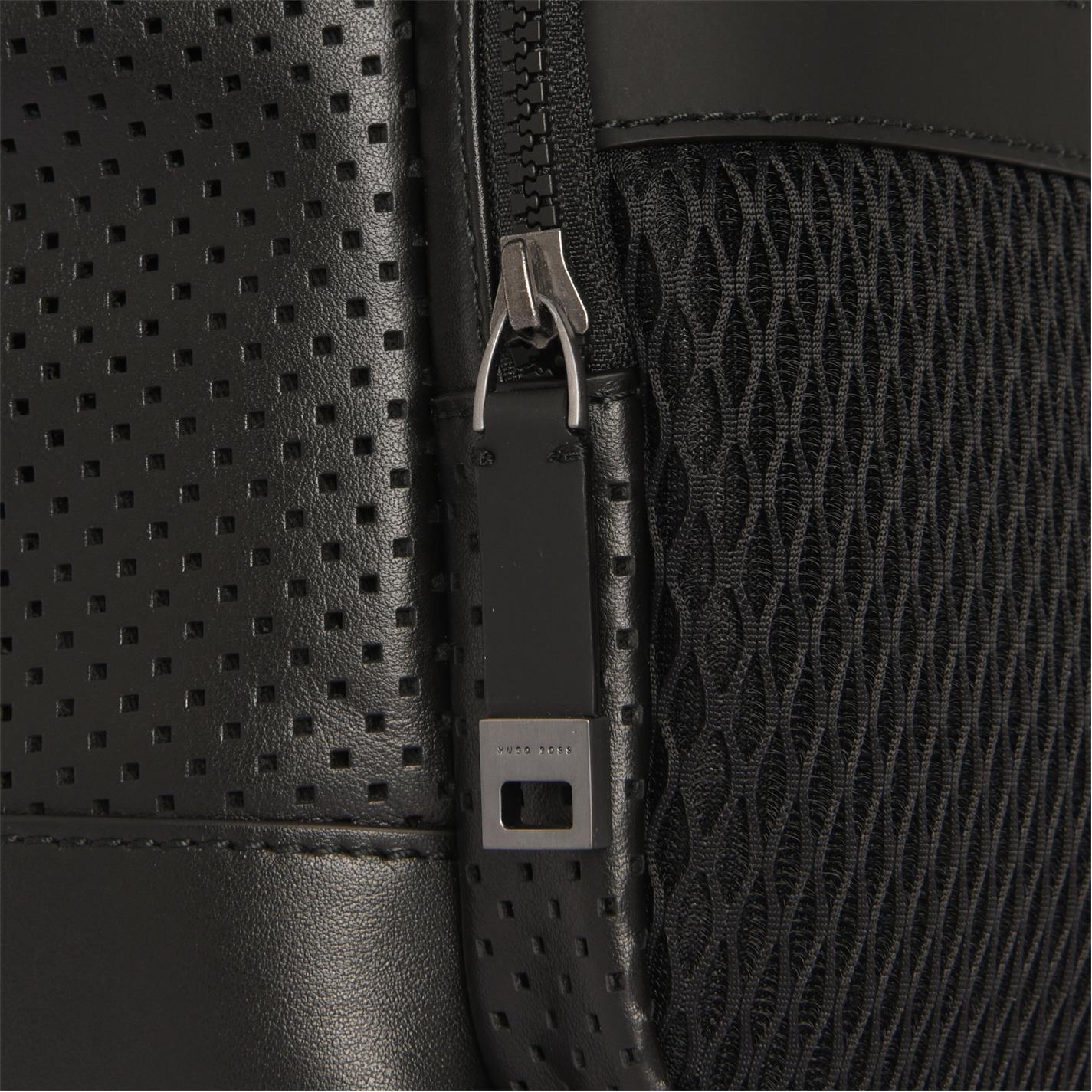 Hugo Boss Men's Black Genuine Leather Trucker Backpack - Stylish & Durable for Work, Travel & Everyday Use