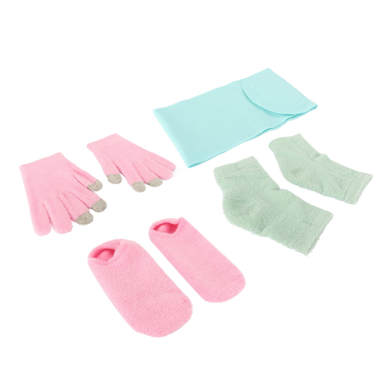 Exfoliating Spa Gloves & Moisturizing Essential Oil Heel Socks Set with Touch Screen Capability - Hydration Repair for Hands & Feet, Includes Blue Neck Mask - Perfect for At-Home Spa Treatments, Pedicures & Relaxation Therapy