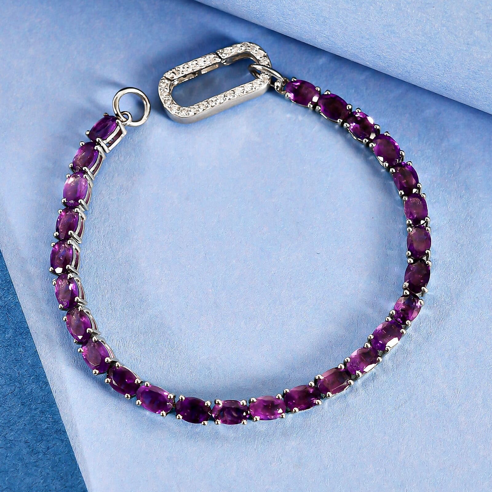 925 Sterling Silver Platinum Plated Tennis Bracelet with Charm Enhancer Lock - Elegant Women's Jewelry Gift for Birthday, Anniversary & Special Occasions | Perfect for Parties, Date Nights & Formal Events
