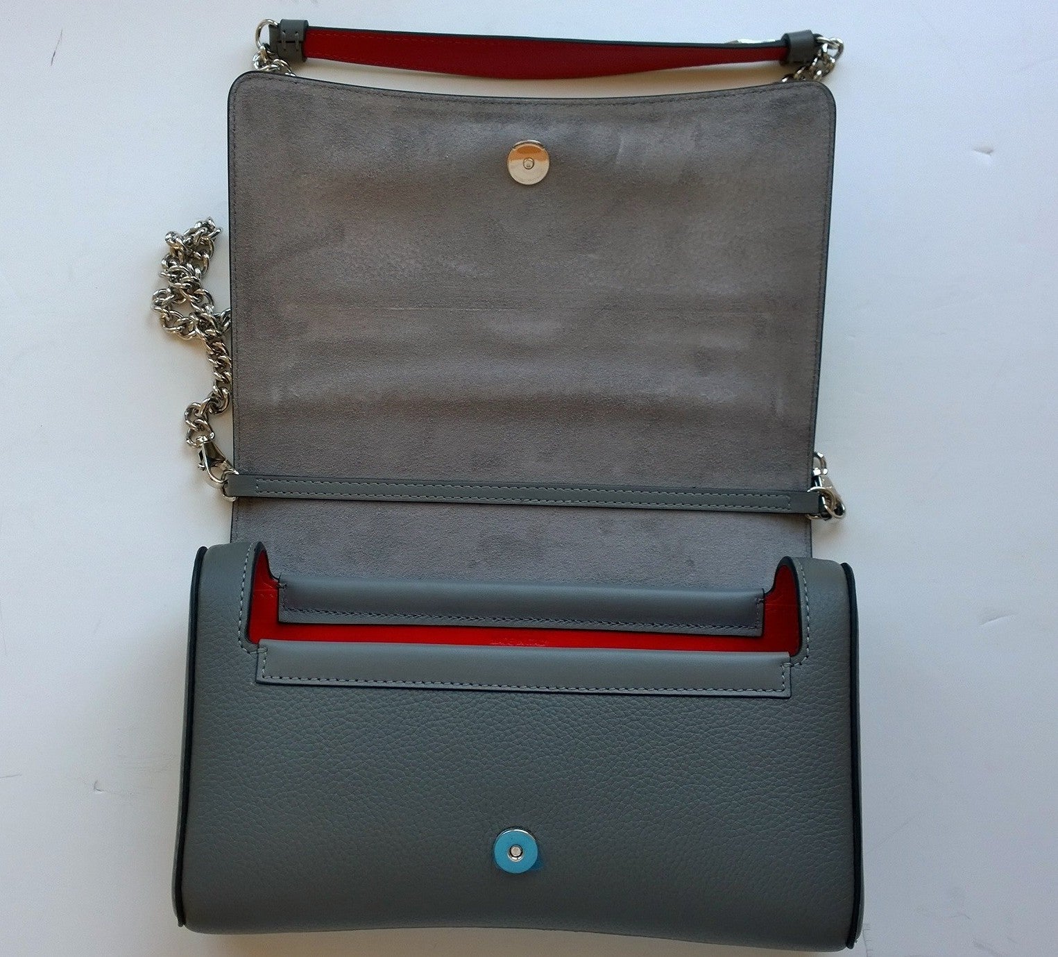 Christian Louboutin Rubylou Shadow Gray Suede Chain Bag - Small Crossbody Purse for Women | Perfect for Evening Parties, Date Nights & Special Occasions