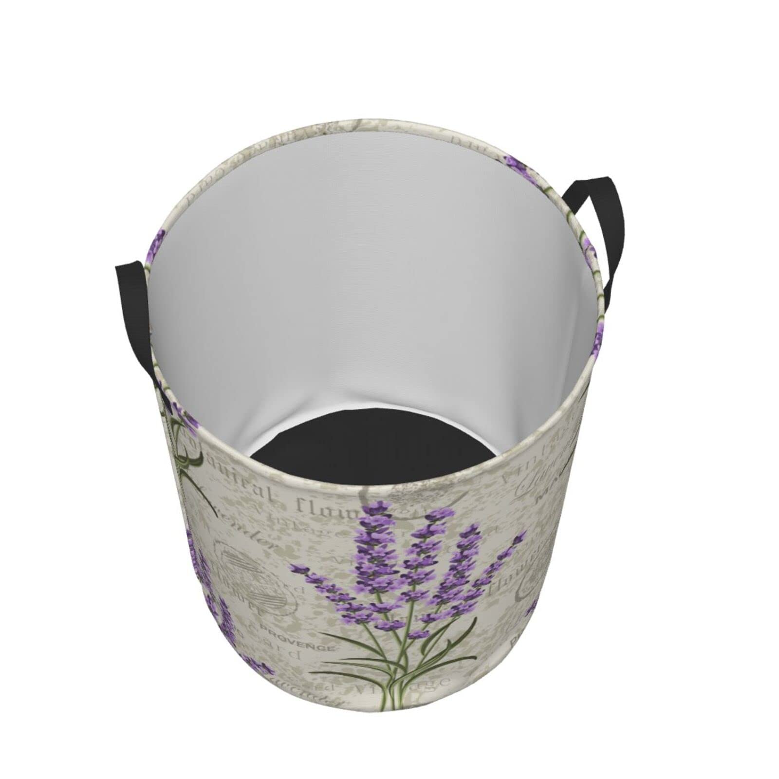 Lavender Flower Laundry Hamper Basket - Collapsible Dirty Clothes Storage Bin for Bedroom, 16.5