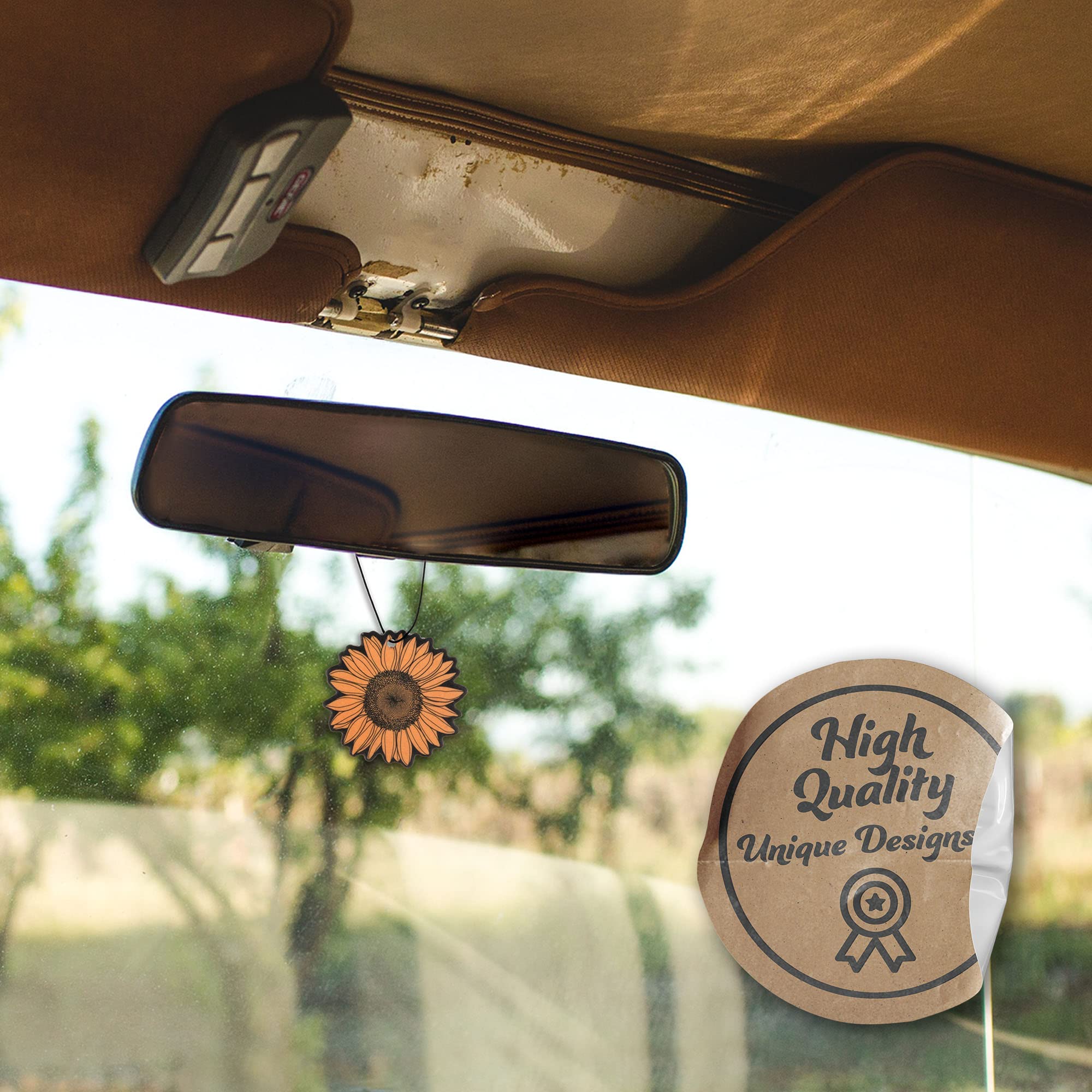 Sunflower Car Air Freshener 3 Pack - Natural Essential Oil Scent for Fresh & Long-Lasting Fragrance | Perfect for Cars, Trucks & Home Use