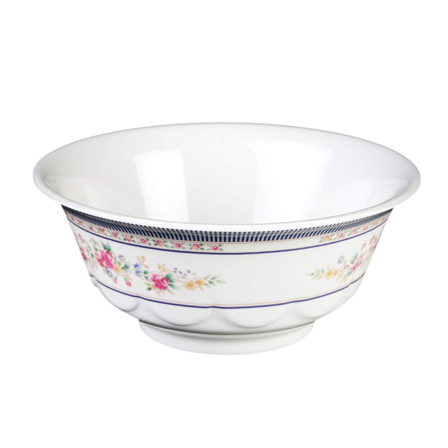Premium Rose Melamine Dinnerware Set - 34oz Scalloped Bowl (7.25