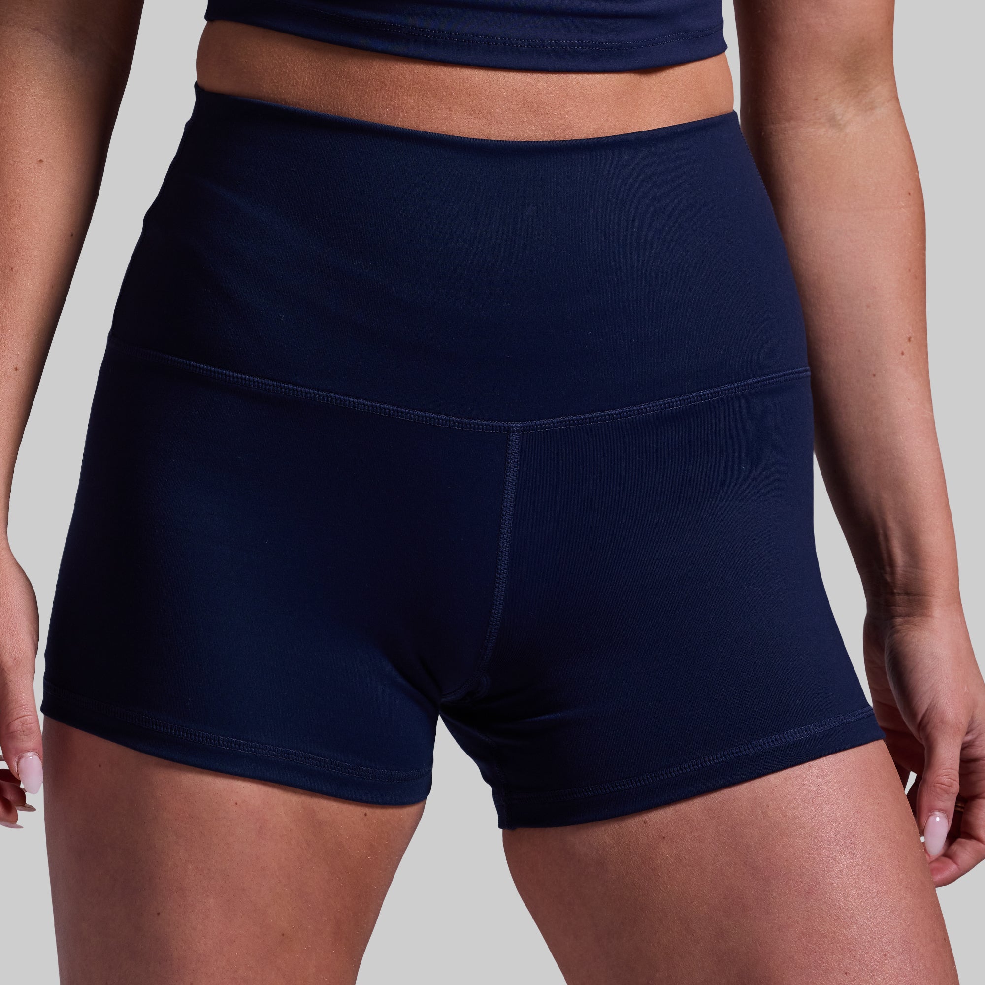 New Heights Booty Shorts for Women - High Waisted Workout Shorts (BP Navy) - Perfect for Gym, Running, Yoga & Casual Wear